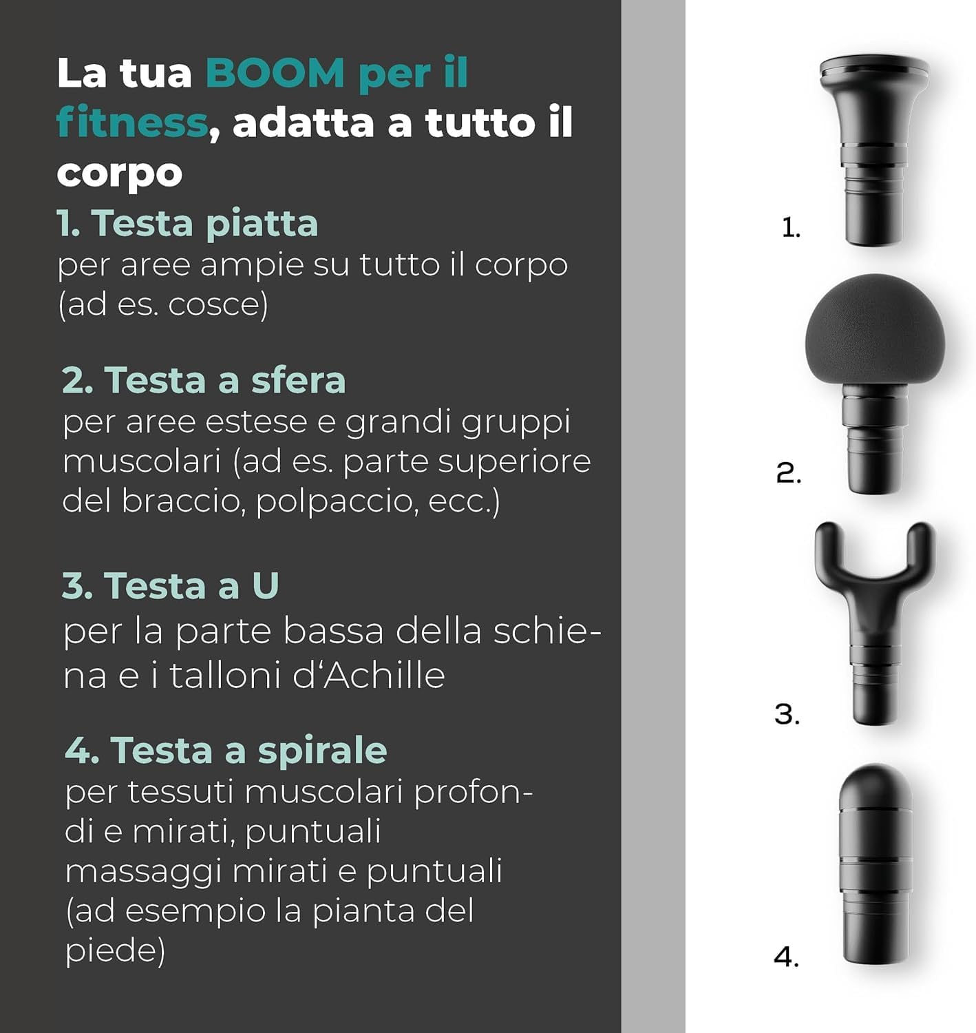 Detalle de Beurer Antelope BOOM AMG 98 Pistola Massaggio Muscolare: compagna compatta con 4 accessori e 5 livelli di intensità
