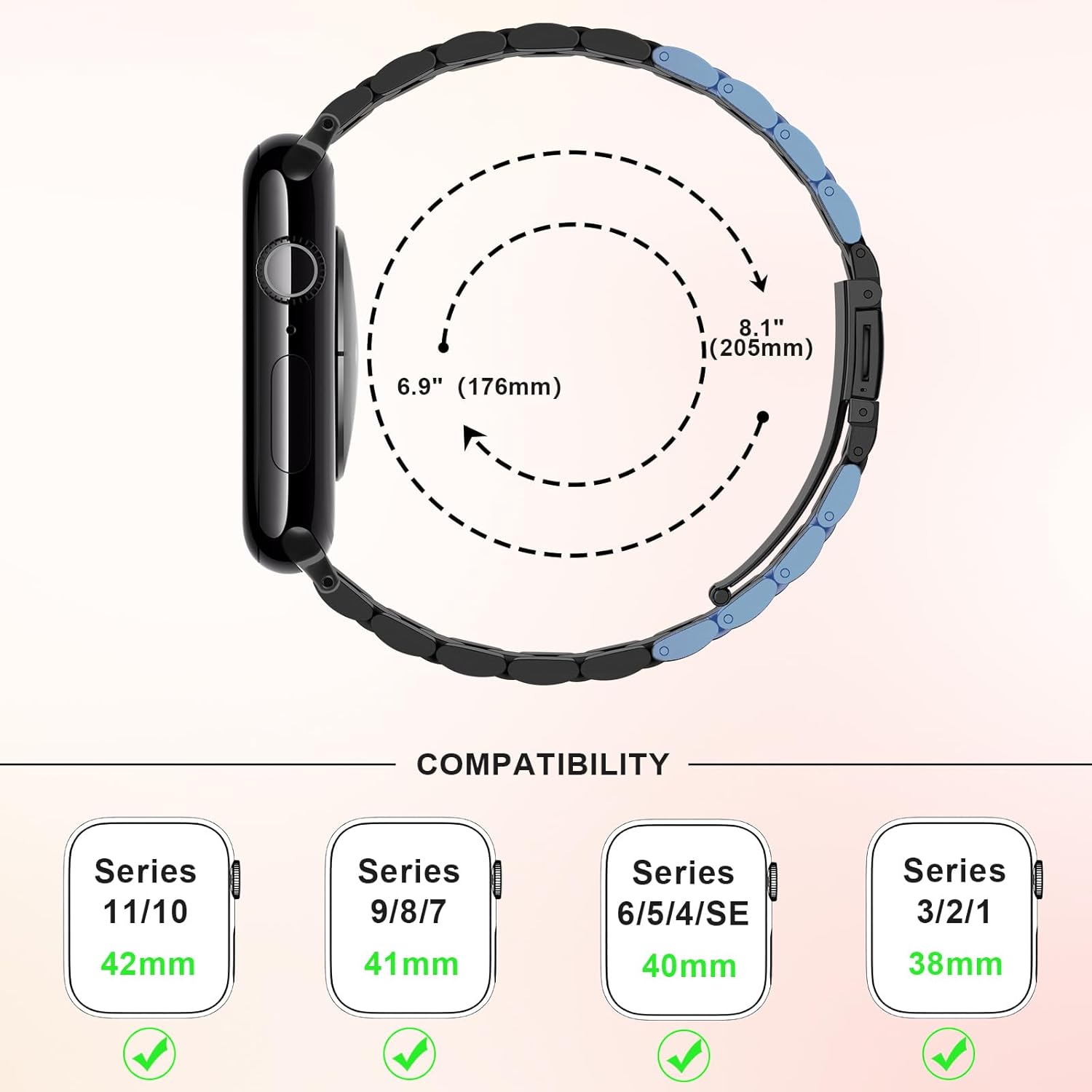Thumbnail 4 de Anlinser Metallarmband für Apple Watch – Dünnes Edelstahlarmband 14 mm Breite, kompatibel mit 38–42 mm Serien
