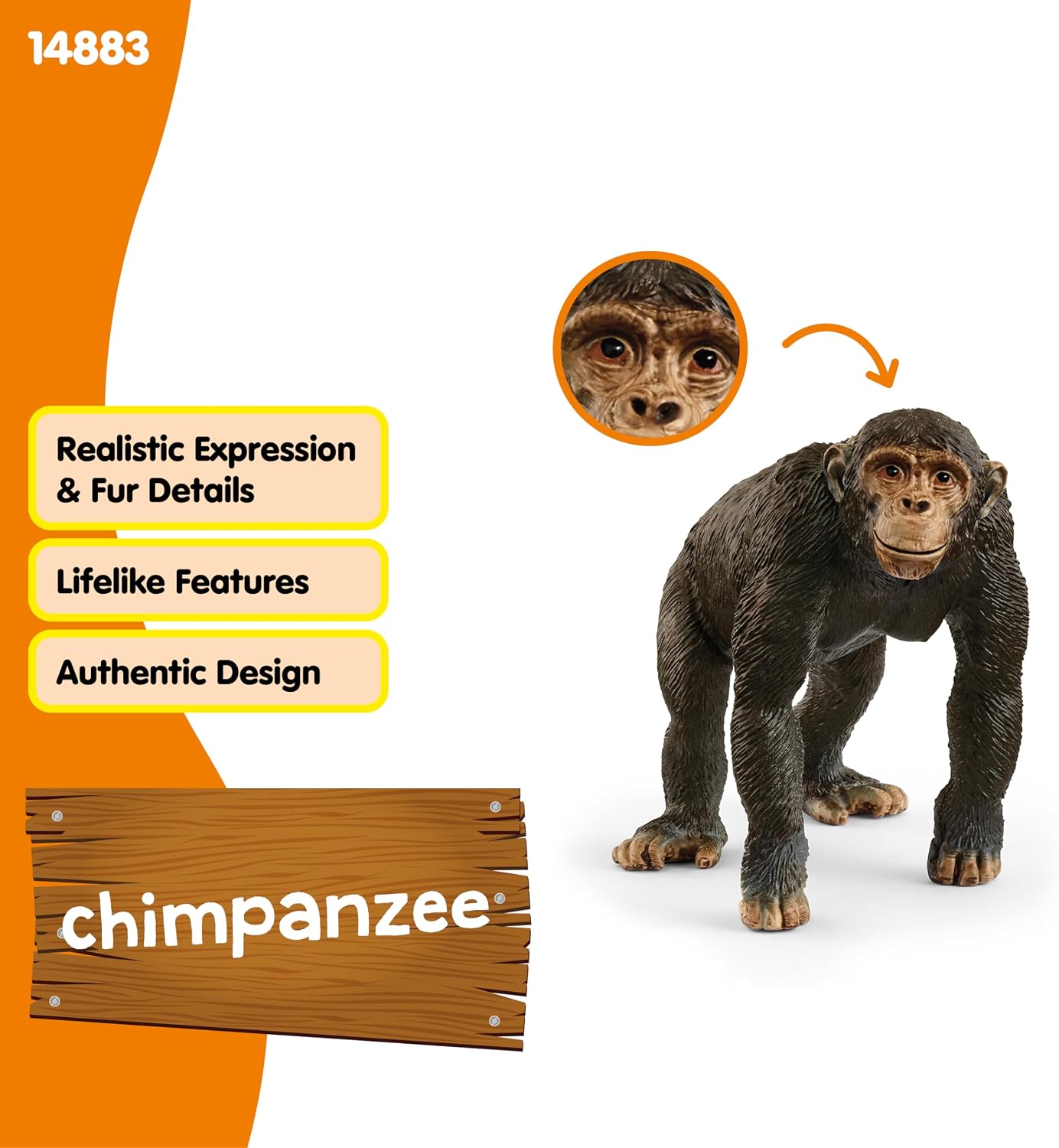 Detalle de Schleich 14883 WILD LIFE – figurka szympansa z realistycznymi detalami