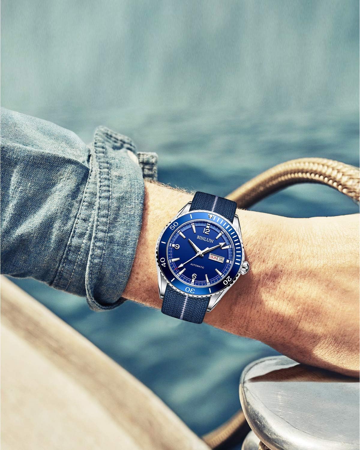 Thumbnail 5 de BINLUN Bracelet Montre Nylon Élastique Marine