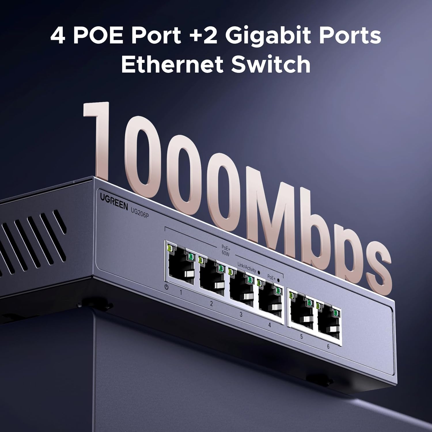 Thumbnail 2 de UGREEN PoE Switch 6‑Port 🖧