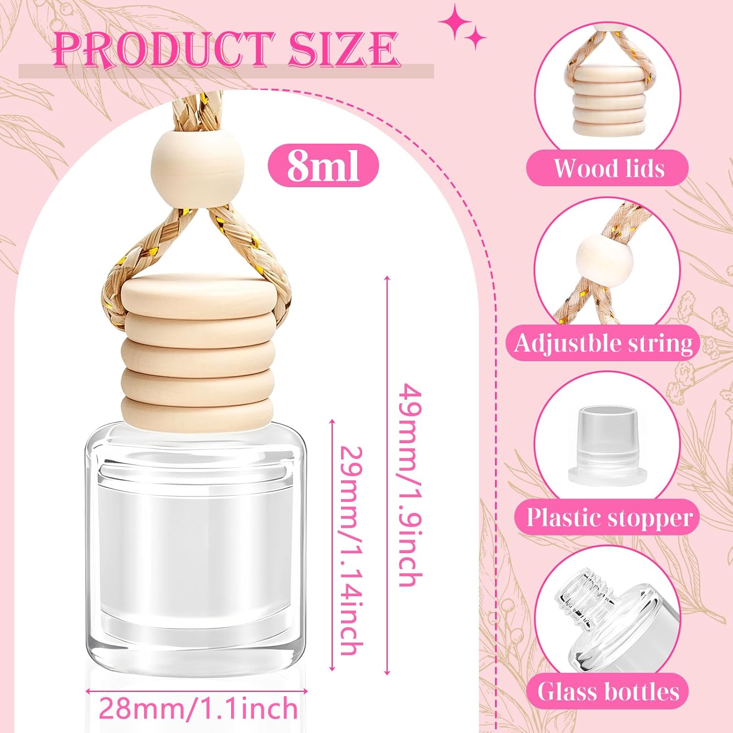 Detalle 2 de AROIC Car Air Freshener - Pink Sparkle Champagne Fragrance (6 Pack)