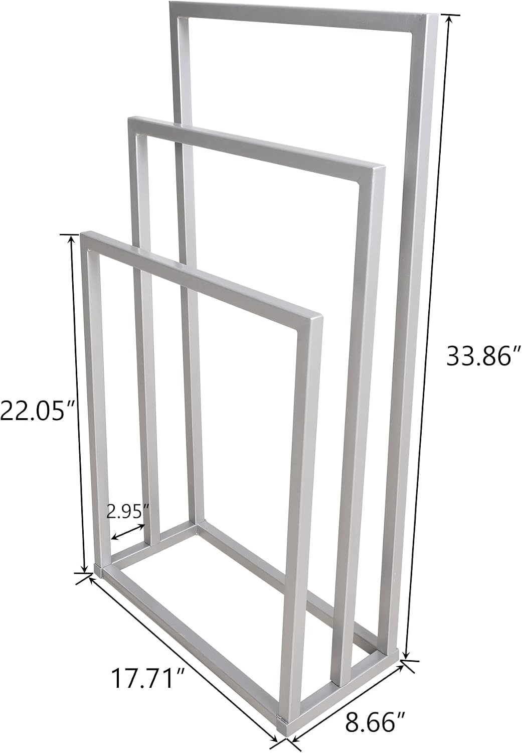 Detalle 1 de HOJINLINERO 3-Tier Freestanding Metal Towel Rack, Silver, 45 x 22 x 86 cm