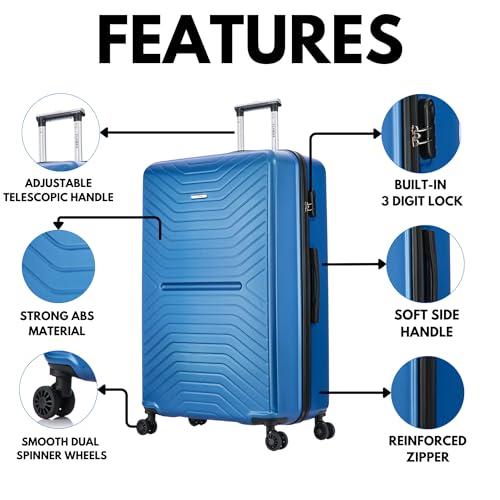 Detalle de FLYMAX 55x35x20 Cabin Suitcase: Lightweight Hard Shell Carry-On for UK Airlines