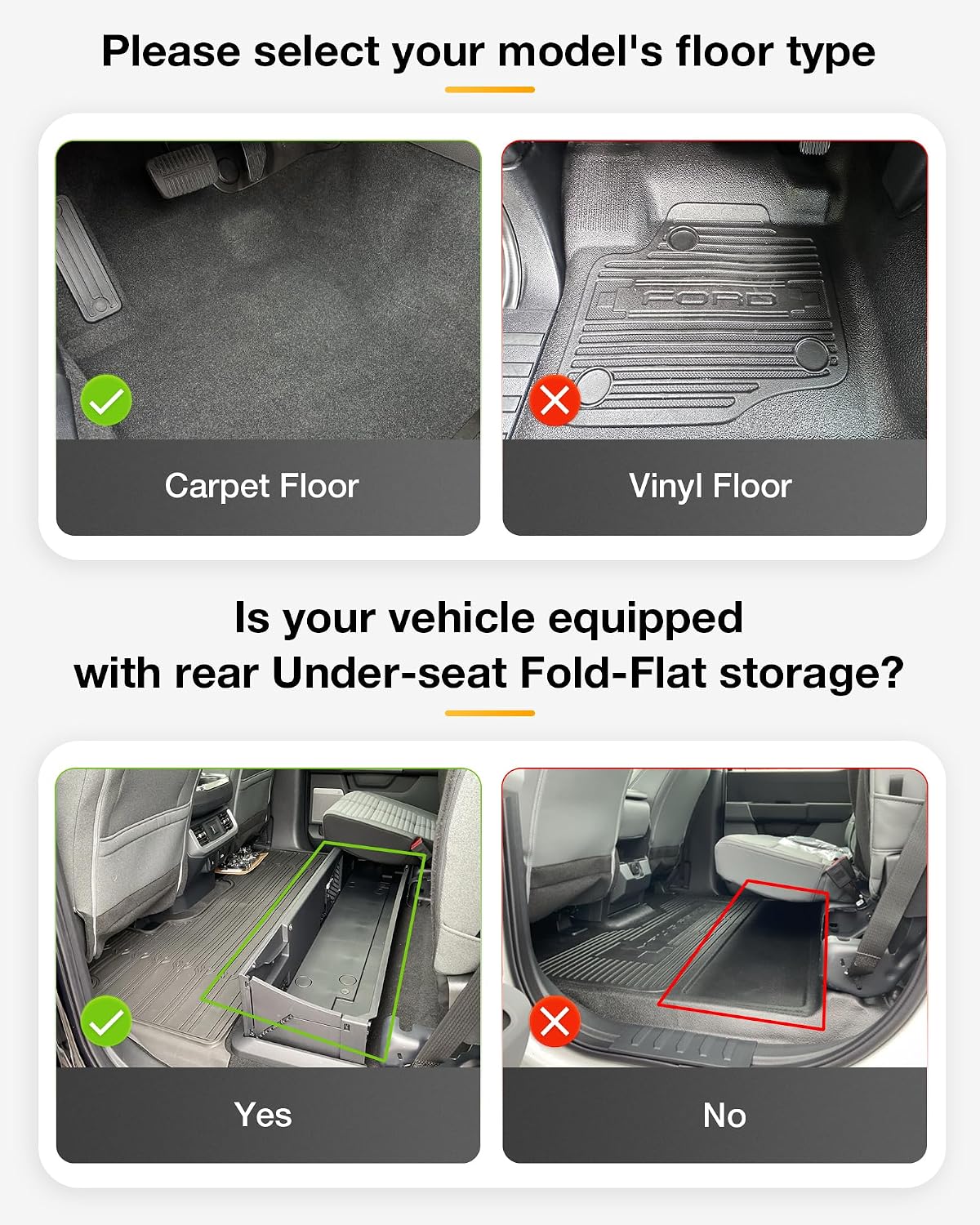 Thumbnail 2 de 3W Custom Fit Floor Mats for Ford F250 2017-2026