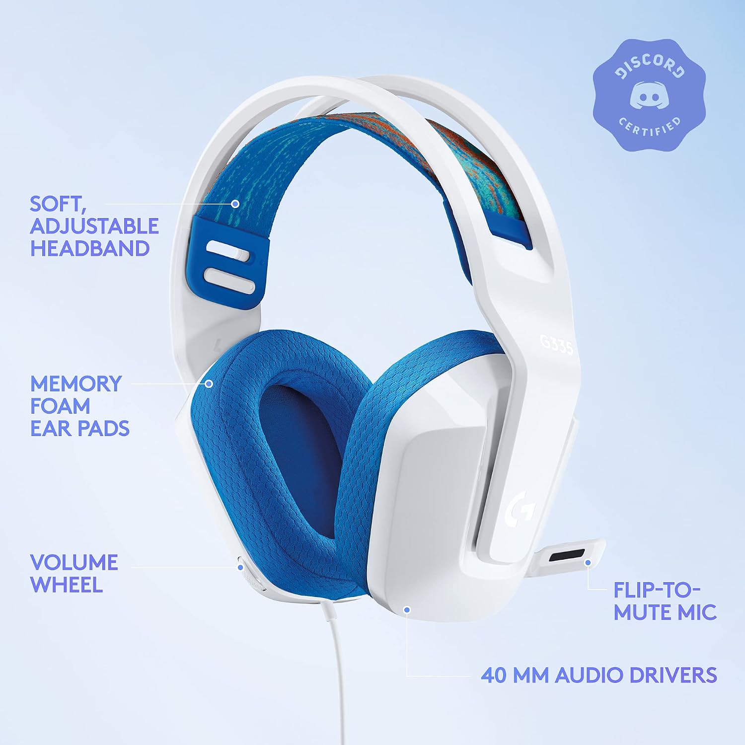 Detalle 2 de Logitech G G335 Wired Gaming Headset – Lightweight, Flip-to-Mute Mic, 3.5mm Jack