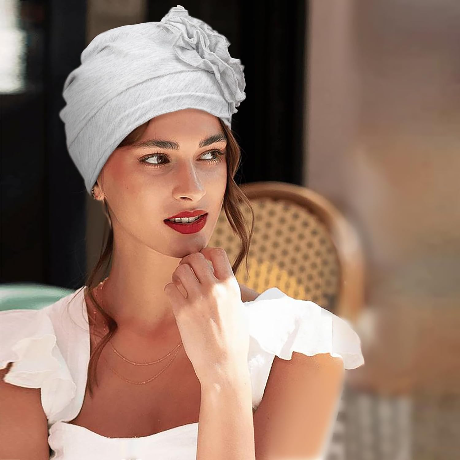 Thumbnail 1 de DRESHOW Chemo Turban Headwear Soft Cancer Headwrap Hat for Women Beanies Flowers Hair Loss Cap