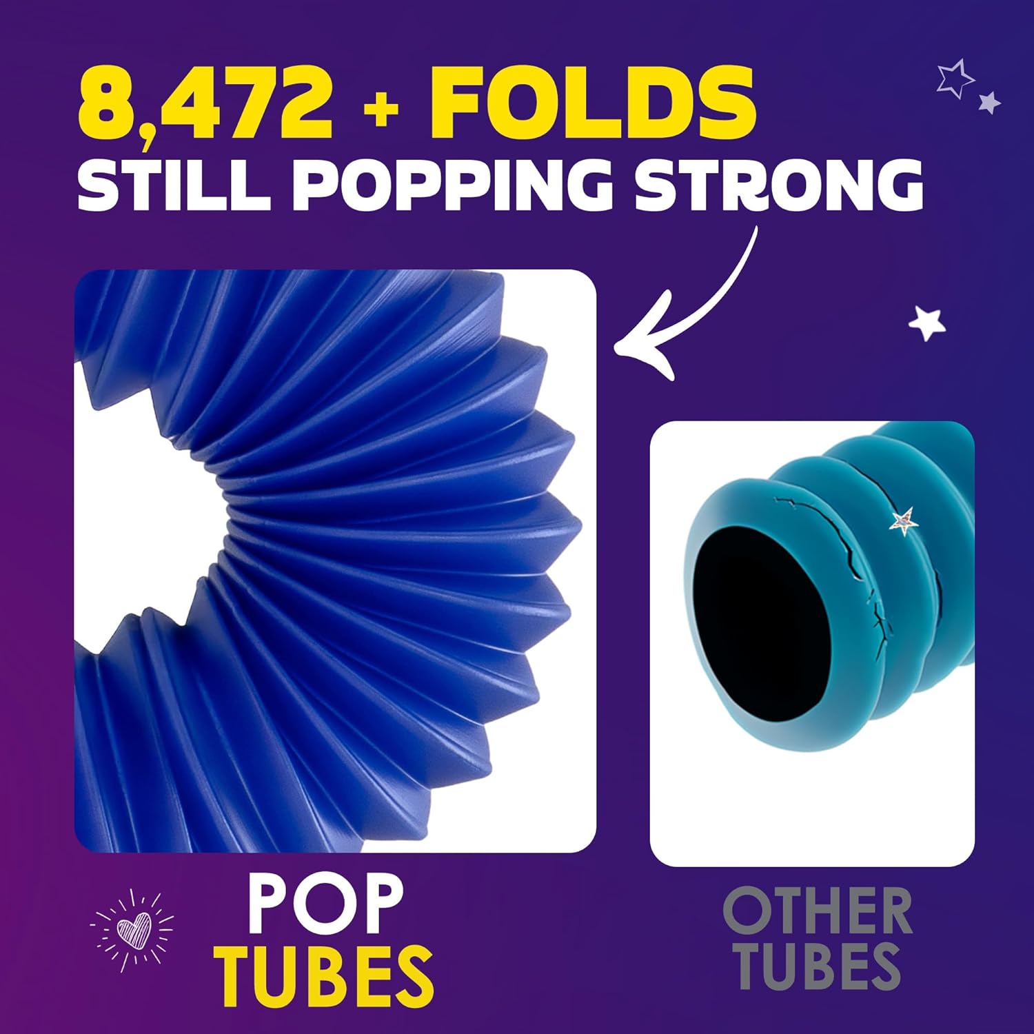 Detalle de Nutty Toys Pop Tubes Large 8-Pack sensory toy