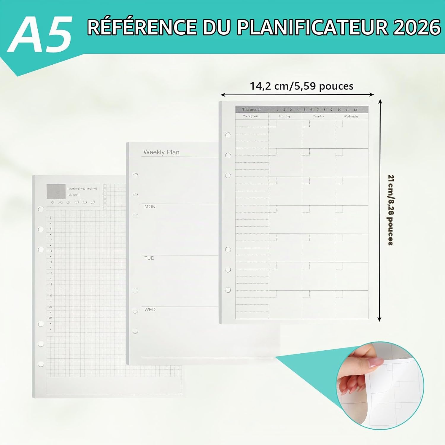 Detalle 2 de OCCOUMR 07537 A5-plannernavulling 2026, 6-gaats, 135 pagina’s