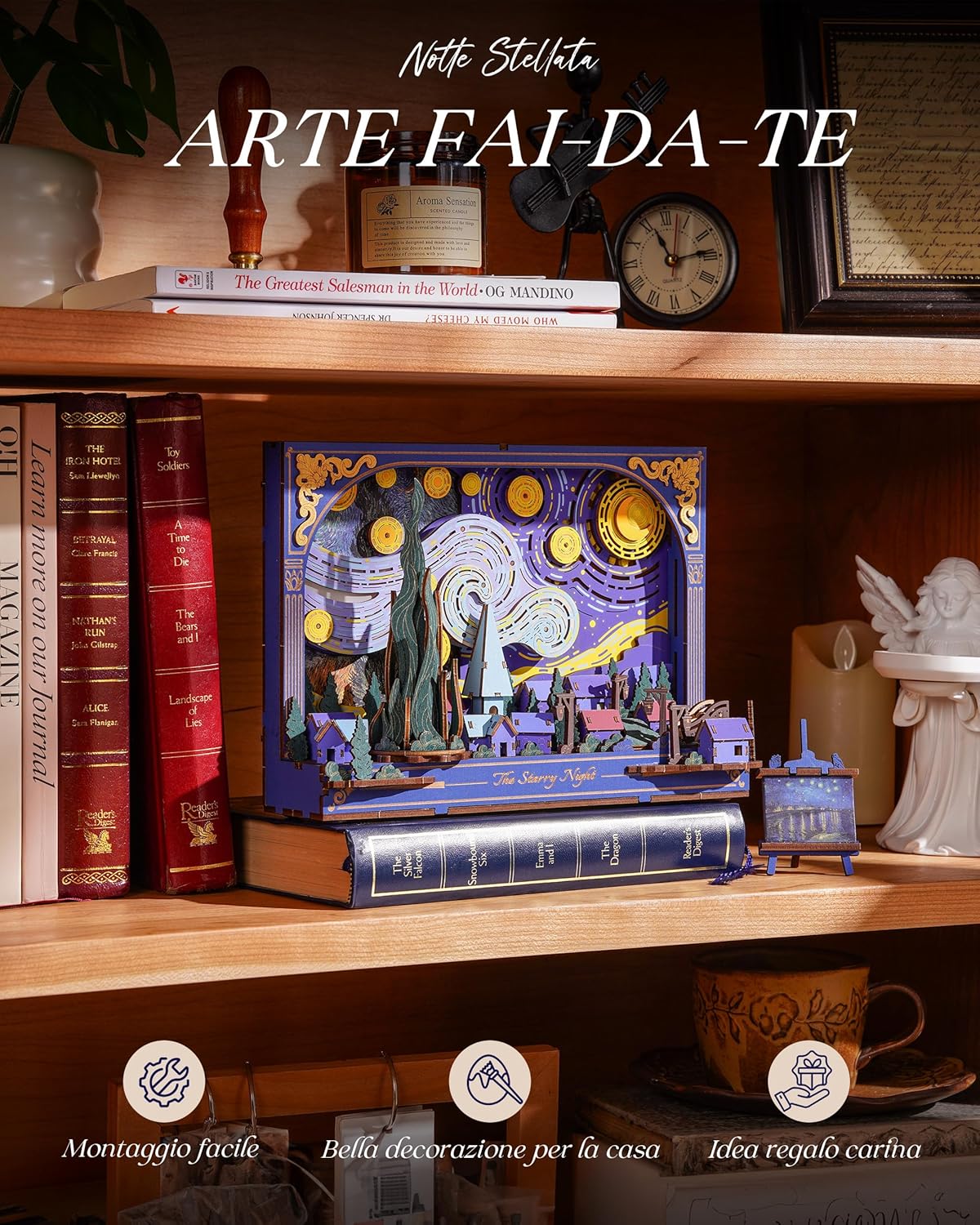 Detalle de ROWOOD Puzzle 3D in legno TH003: puzzle artigianale con LED per tavolo e parete