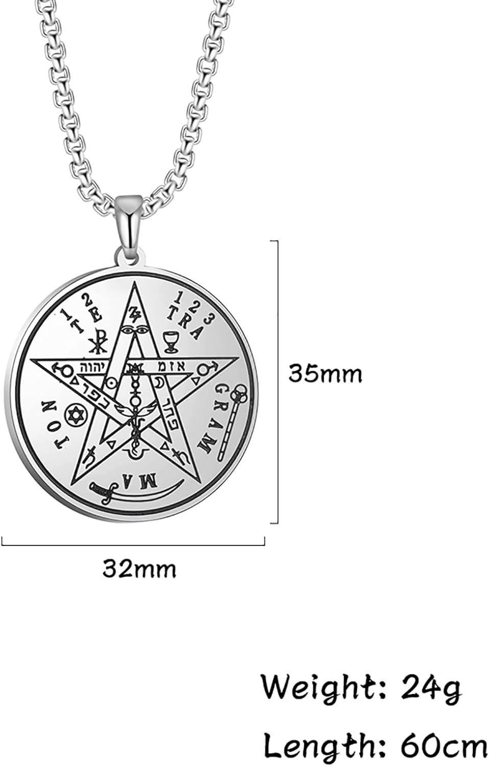 Detalle de EUEAVAN Tetragrammaton Pentagramm Halskette – Schutzamulett aus Edelstahl