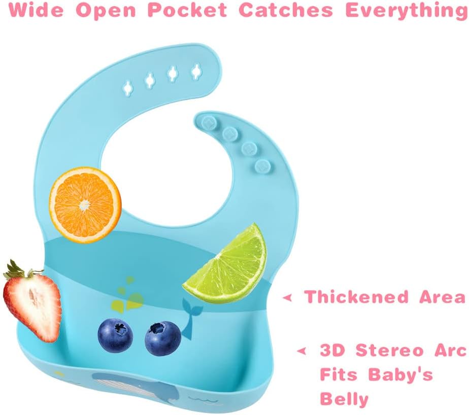 Detalle de Vicloon Silicone Baby Bibs, waterproof 2 pack