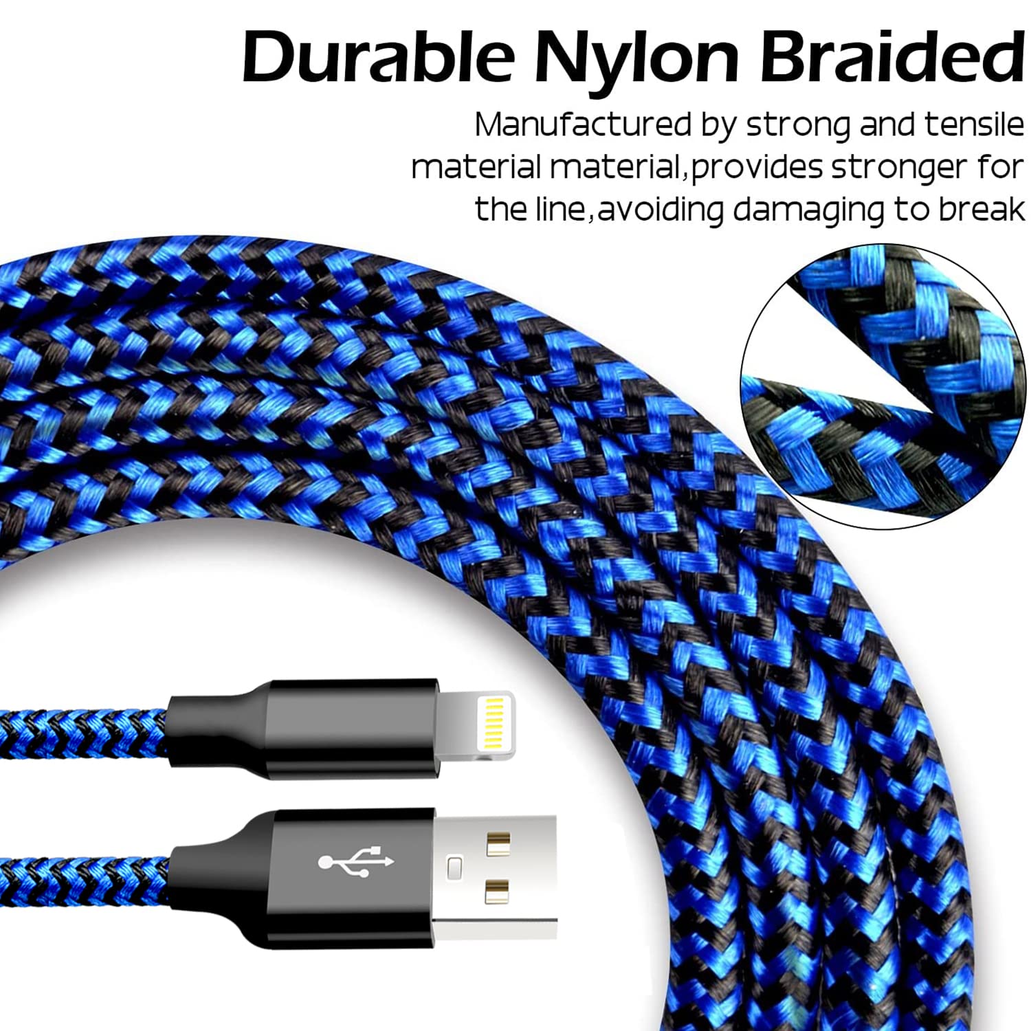 Detalle 2 de cugunu iPhone Charger 5-Pack Nylon Lightning Cables