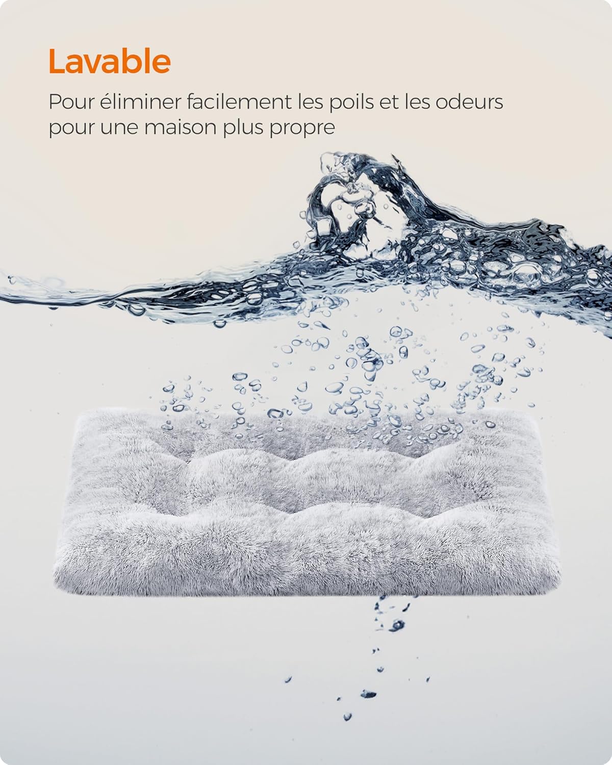 Detalle de Feandrea Panier pour Chien – Canapé et Lit pour Animaux 140 x 100 cm, Rembourrage Moelleux et Tissu Peluche