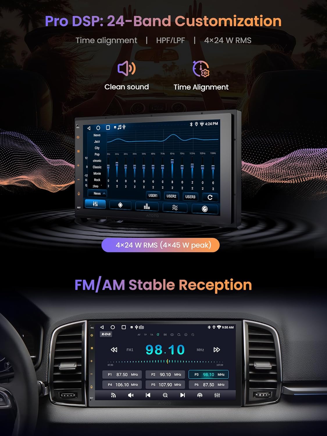 Thumbnail 6 de ATOTOZONE 7" Autoradio Android 2 DIN con CarPlay/Android Auto wireless, Wi‑Fi e GPS