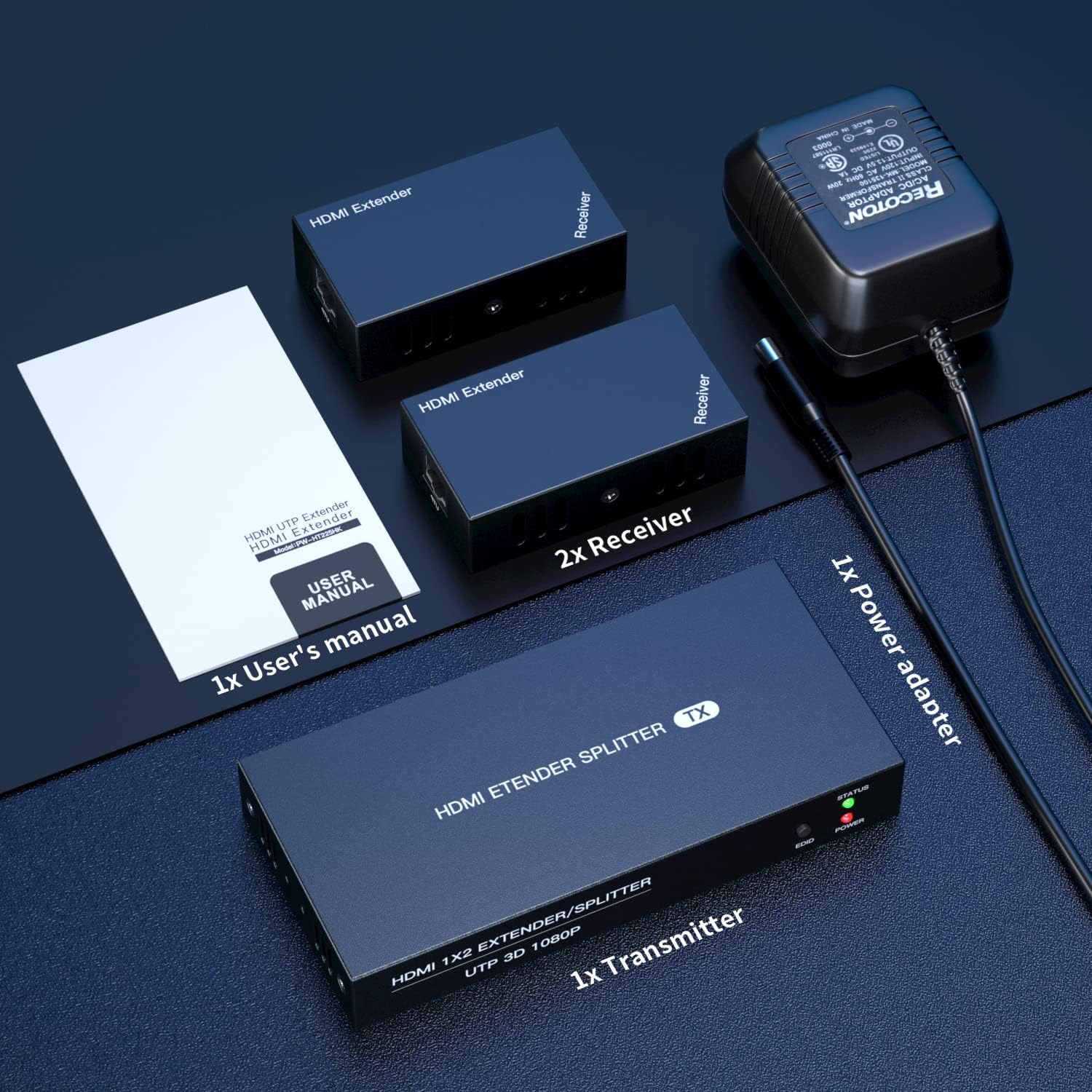 Thumbnail 6 de PWAYTEK HDMI Extender Splitter 1x2 1080P@60Hz Over Cat Cable (50m) with EDID Copy and POC