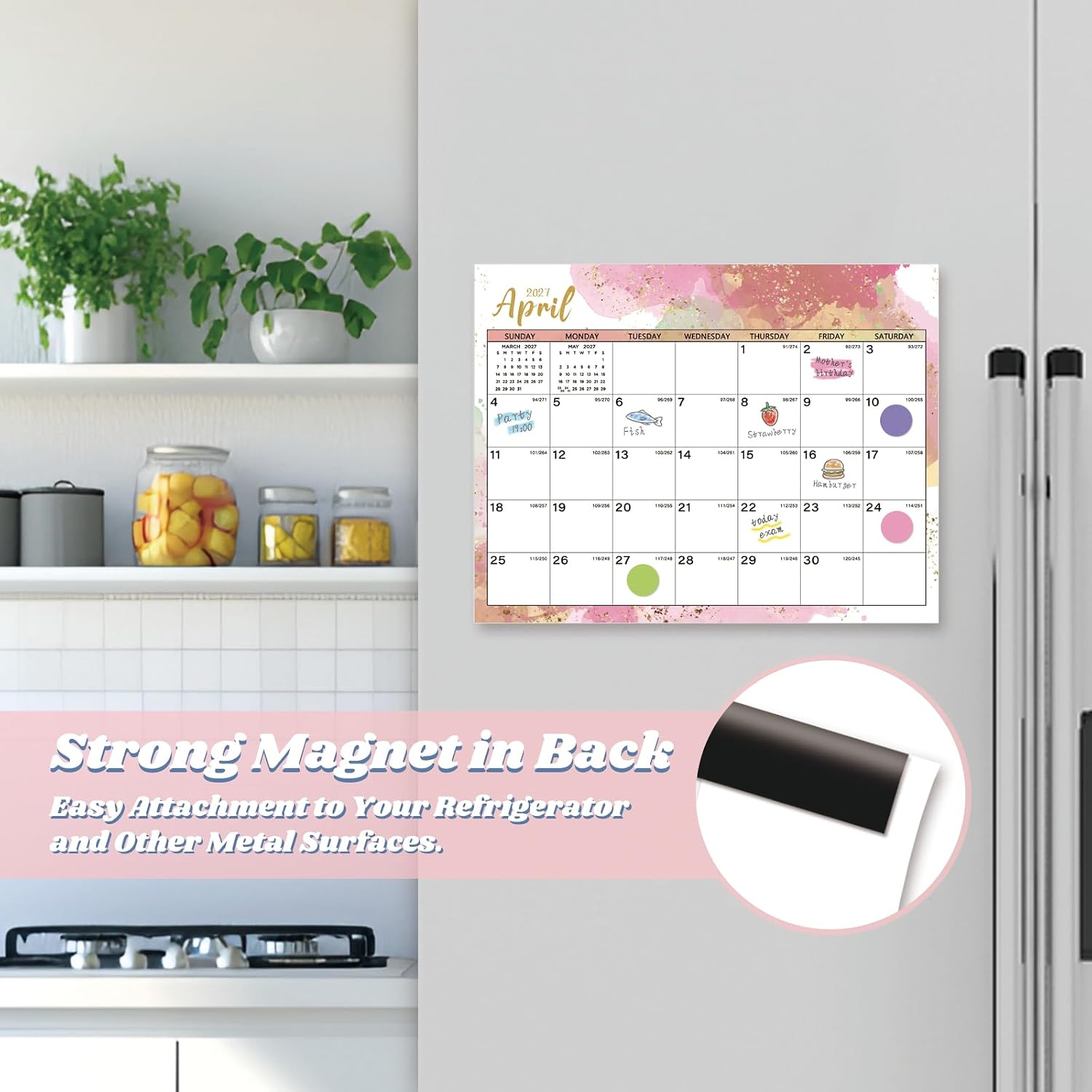 Detalle 2 de XISIDO 2026–2027 Magnetic Refrigerator Calendar, 18-Month, 11 x 8.5 Inches