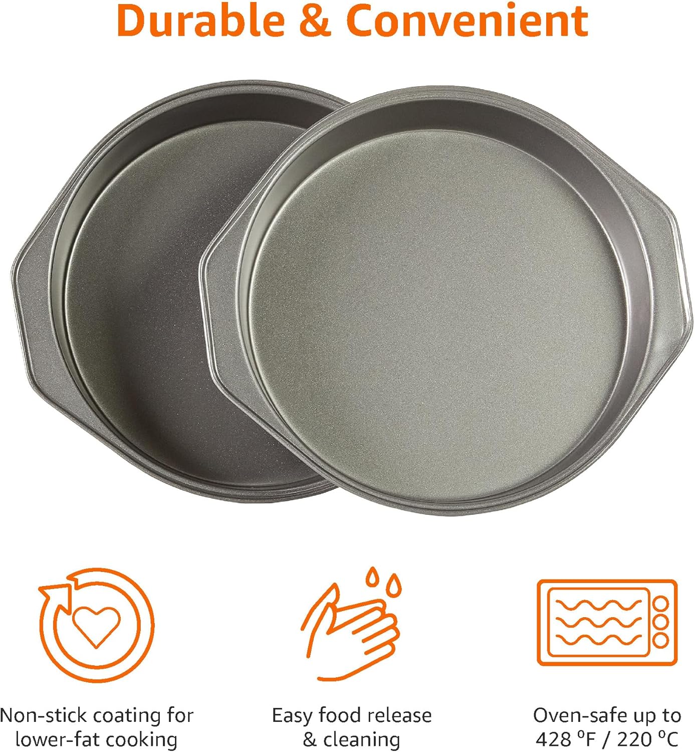 Thumbnail 1 de Amazon Basics Nonstick Round Carbon Steel Cake Pan (22.8 cm) – 2-Pack