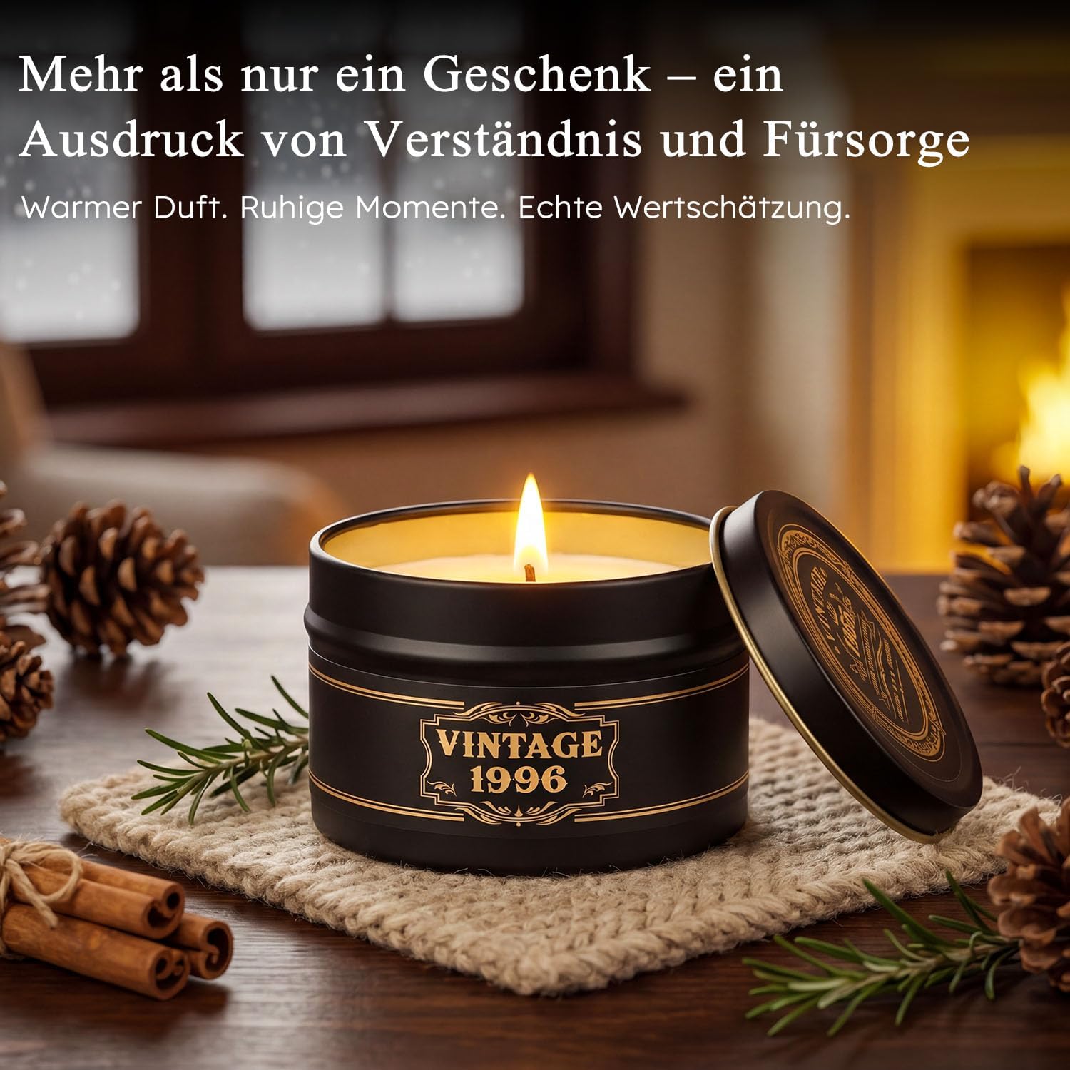 Detalle de Whisky Geschenkset Männer 1956 – Vintage-Set zum 70. Geburtstag mit Whiskyglas, Granitsteinen, Schieferuntersetzer, Kerze und Geschenkbox