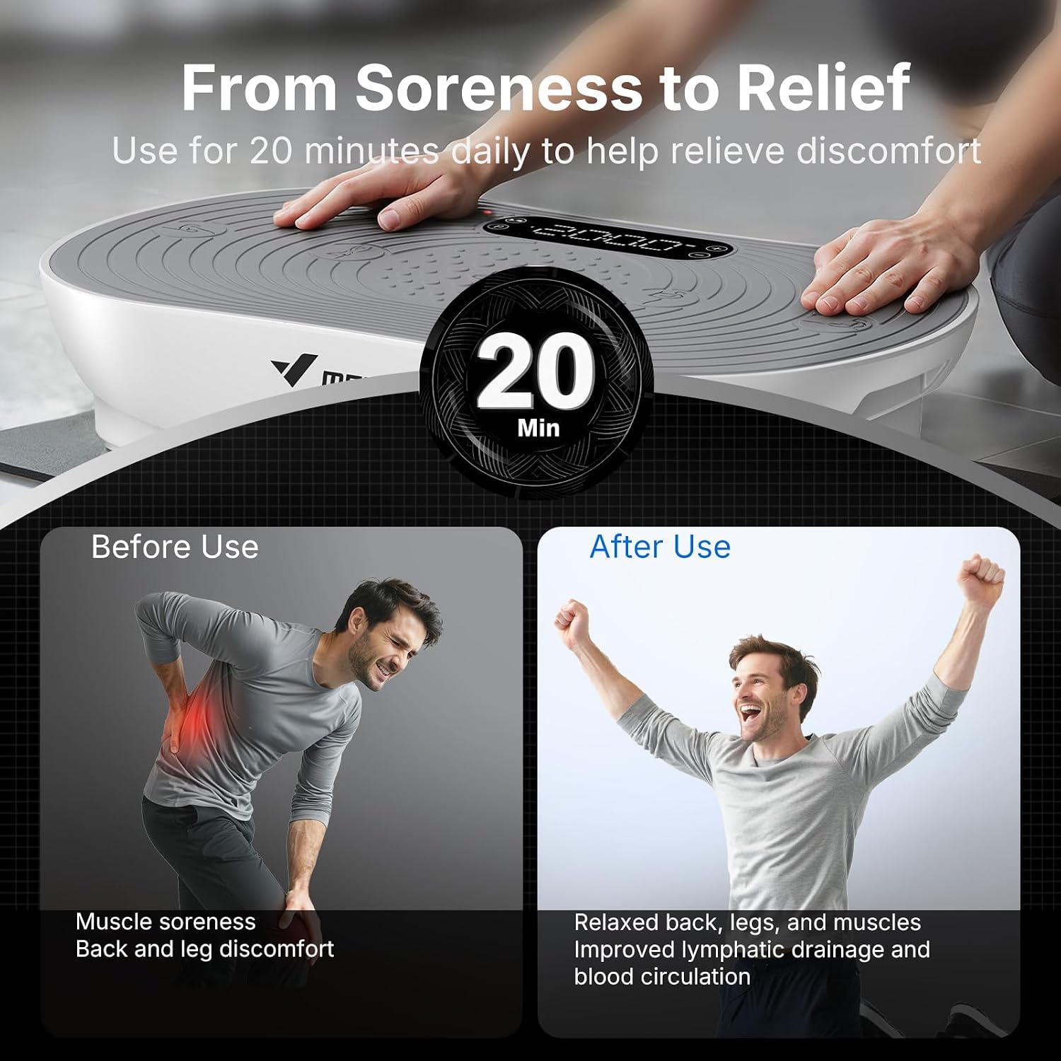 Thumbnail 4 de MERACH Vibration Plate: Weight Loss and Shaping with 99 Speeds and LED Touchscreen