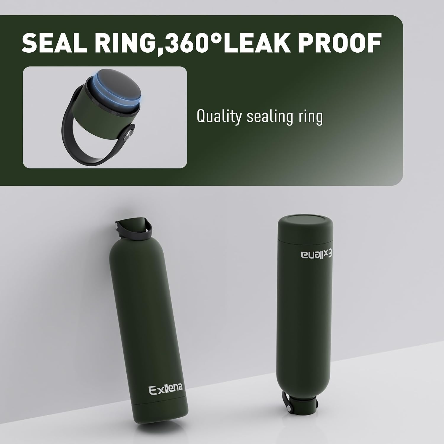 Thumbnail 3 de Exllena 1L stainless steel water bottle with handle