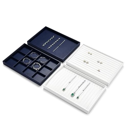 Detalle 2 de Papten Plateau À Bijoux en Cuir Empilable Blanc – rangements élégants pour homme et femme