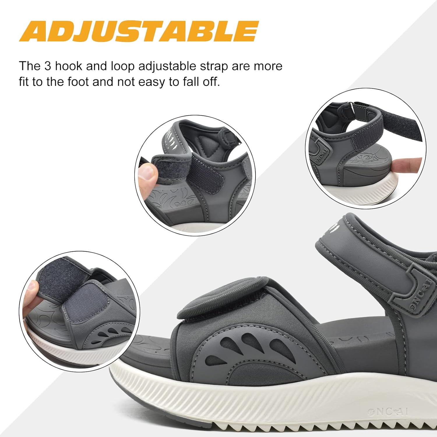 Thumbnail 3 de ONCAI Walking Sandals for Women with Arch Support & Orthotic Outdoor Footbed (Plantar Fasciitis), 3-strap hiking sandals
