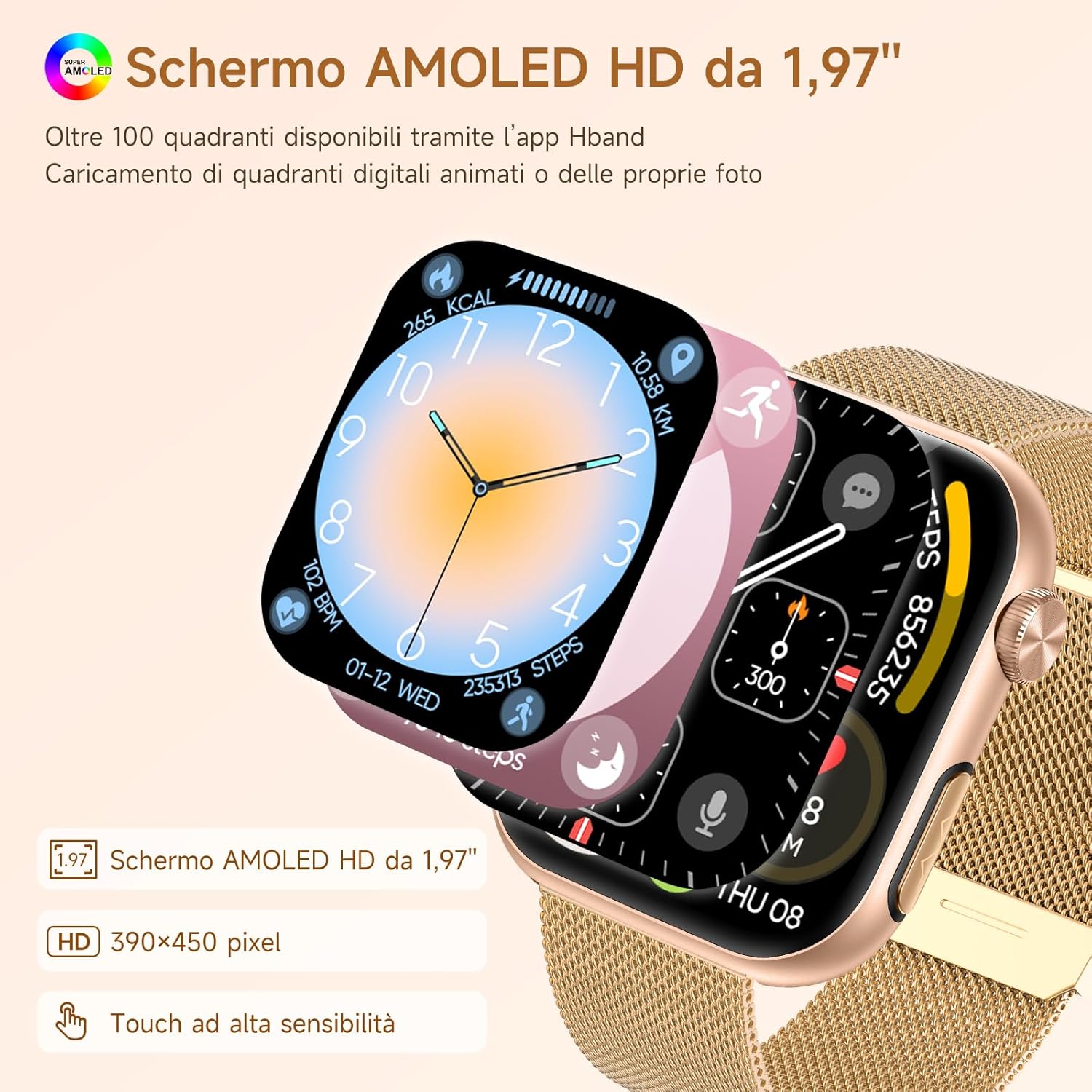 Thumbnail 5 de Smartwatch Donna 2026 con ECG (60s), Glucemia, HRV, Acido urico, Sonno e AMOLED 1,97”