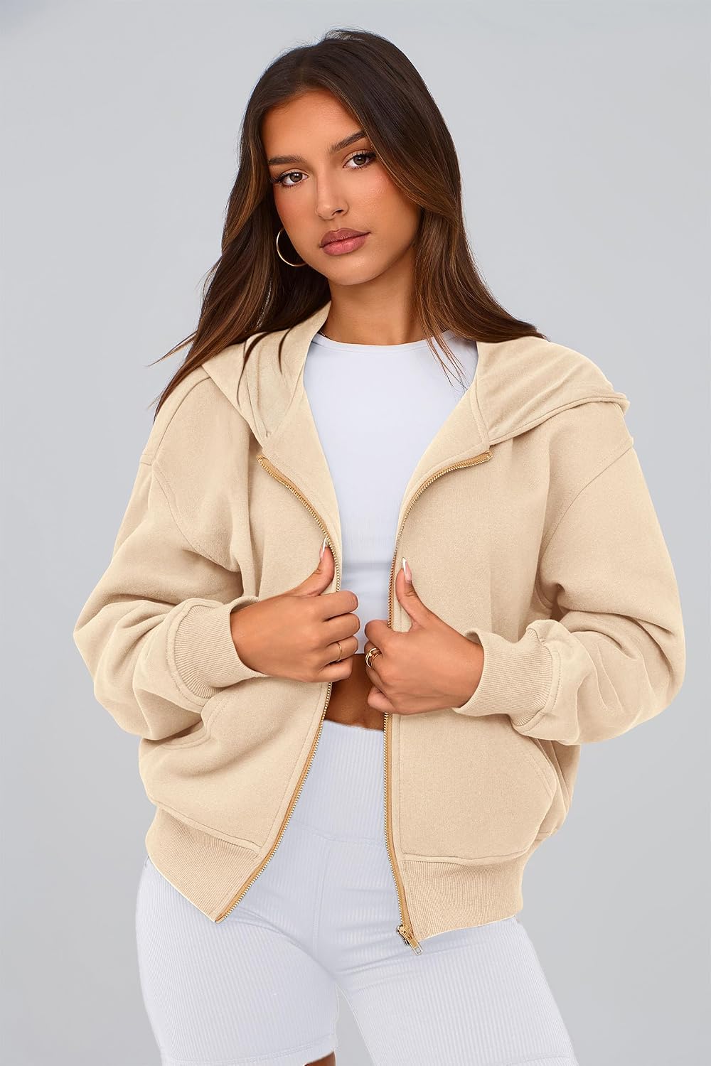 Detalle 2 de PRETTYGARDEN Women's Fleece-Lined Zip-Up Hoodie with Pockets
