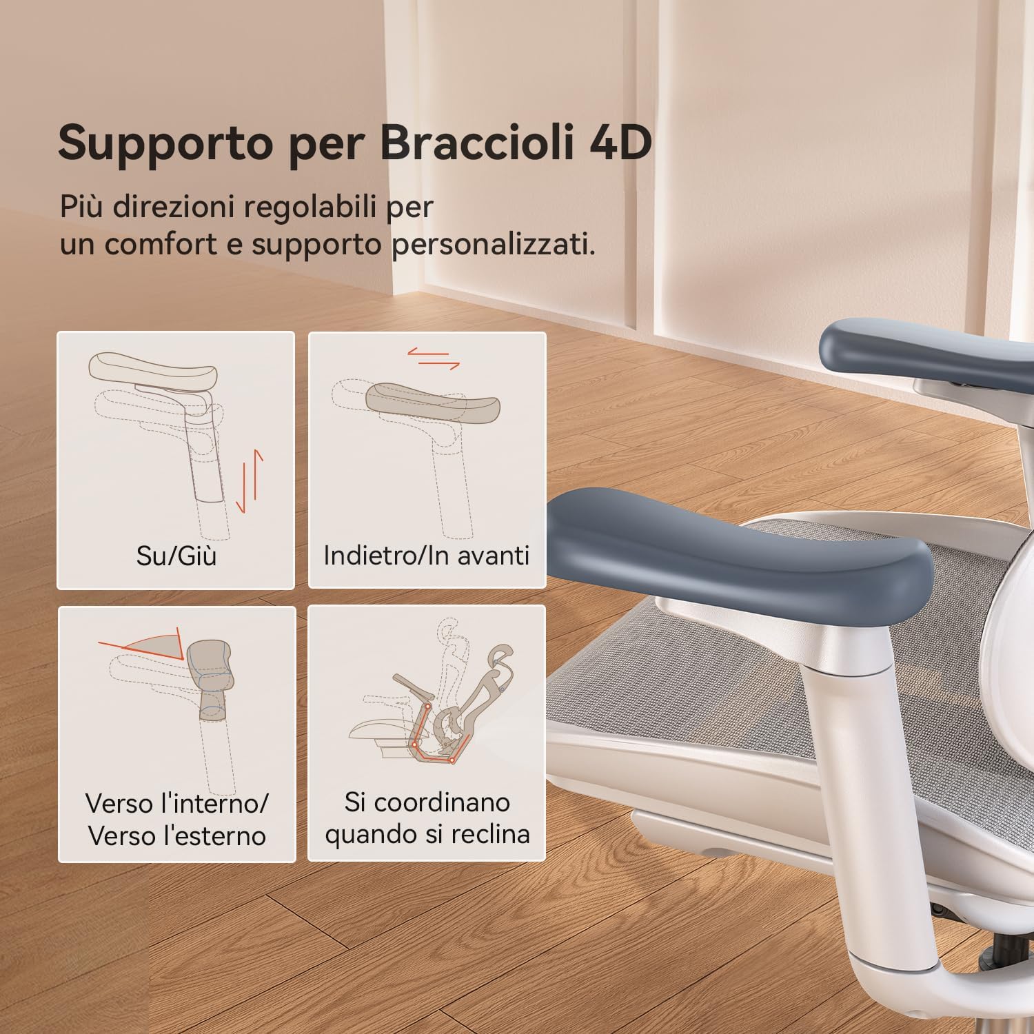 Thumbnail 4 de SIHOO Doro C300 – Sedia ergonomica da ufficio con braccioli 3D e supporto lombare auto-adattivo