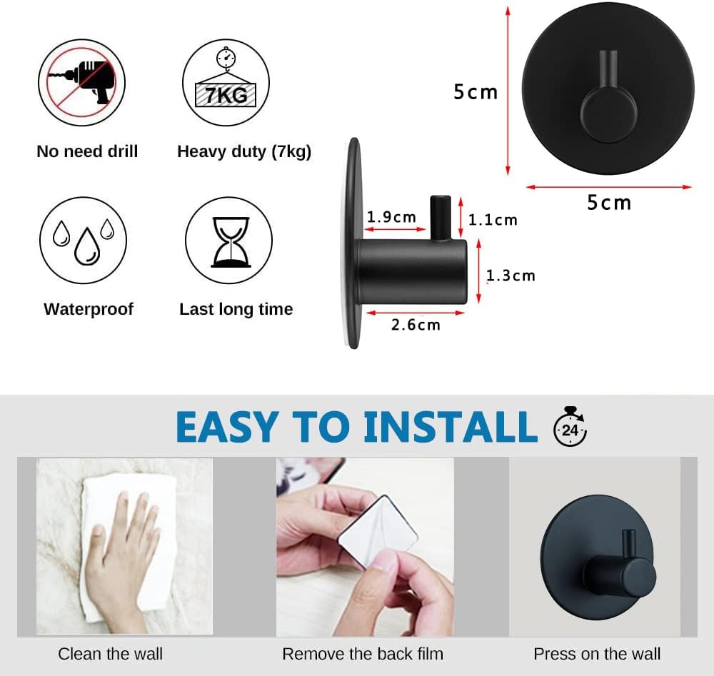 Thumbnail 5 de LYLIN Ganci Adesivi Inox Nero 4Pcs