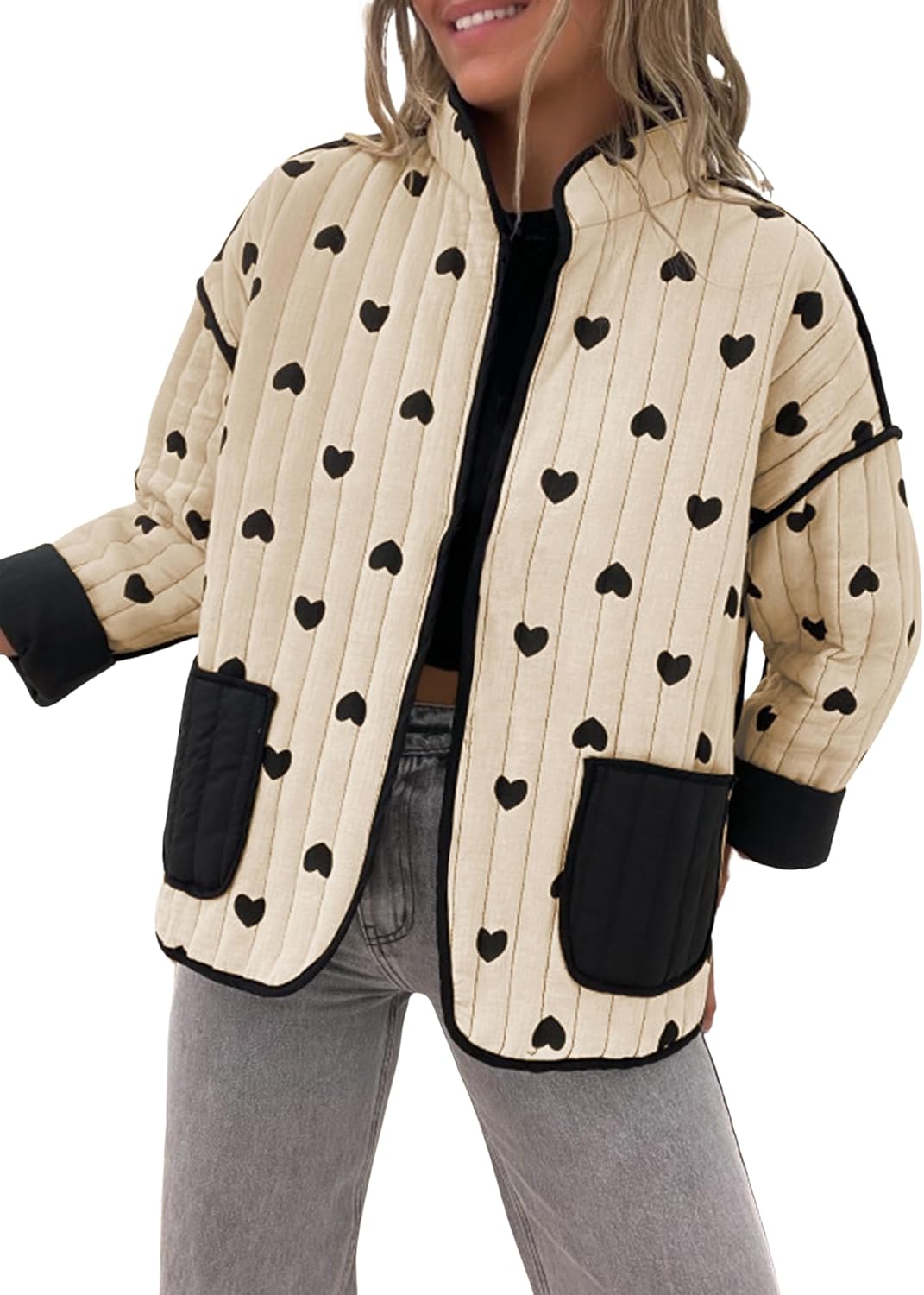 Thumbnail 4 de Omoone Cropped Quilted Floral Puffer Jacket