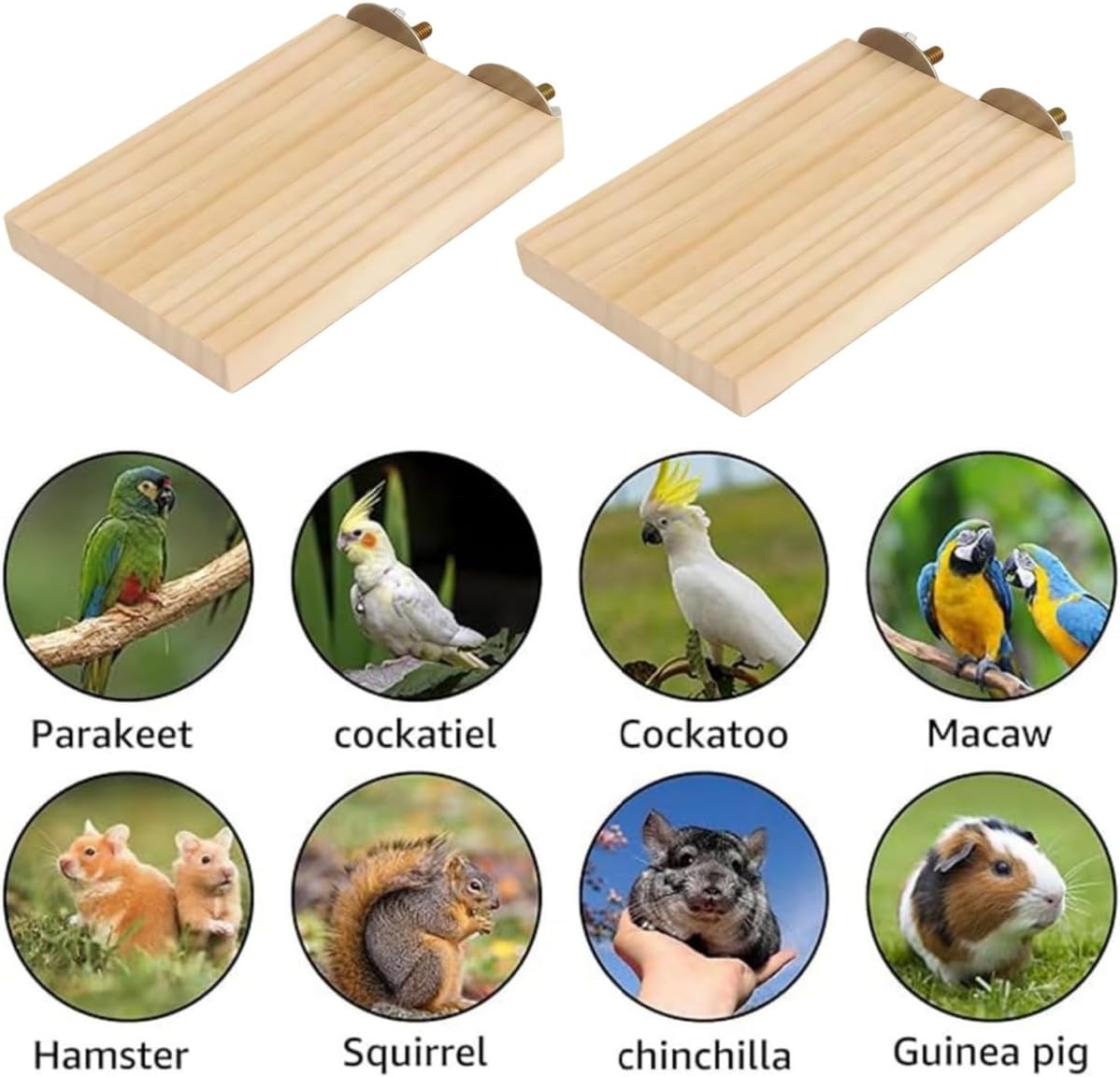 Thumbnail 6 de 2 Stück Holzplattform für Käfige – 13×9 cm, natürliche Holzplattform für Vögel und Kleintiere