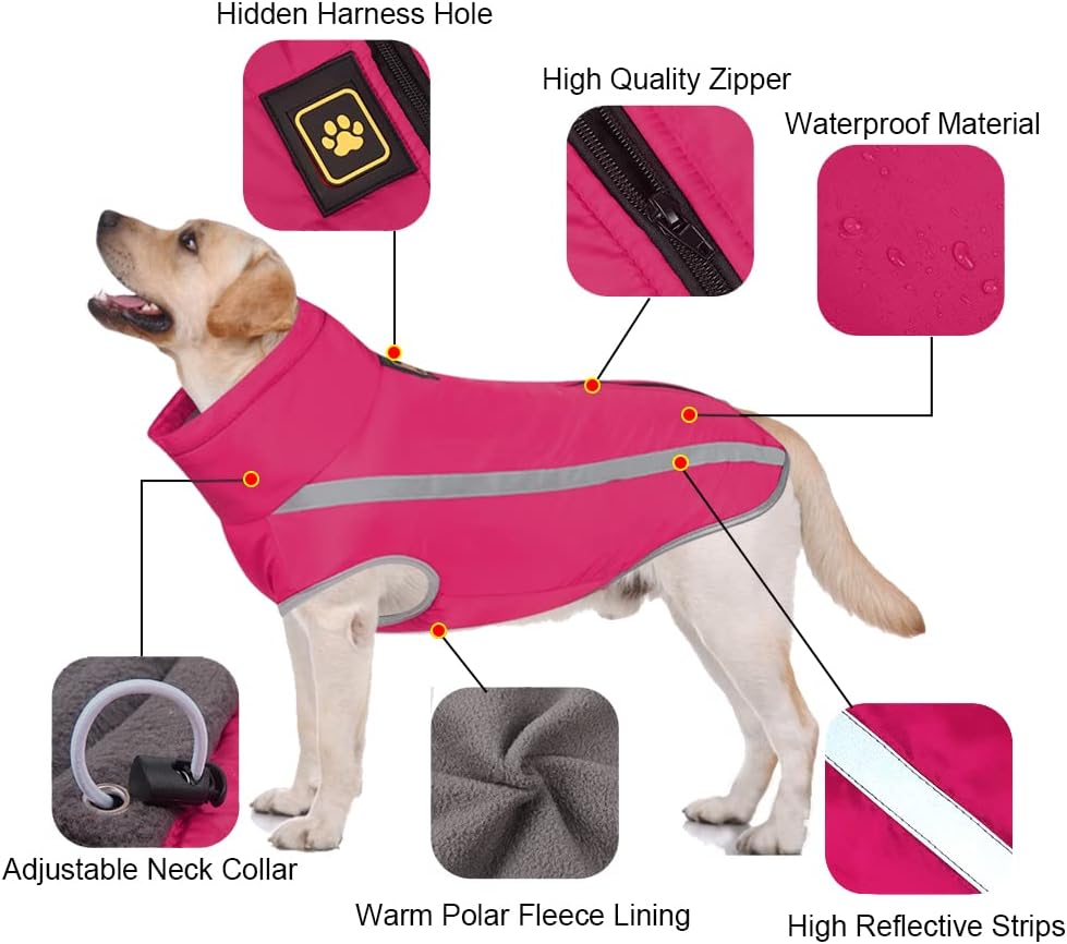 Detalle de FEimaX Dog Coat: Waterproof, Windproof, Fleece-Lined Jacket with Harness Hole for All Sizes