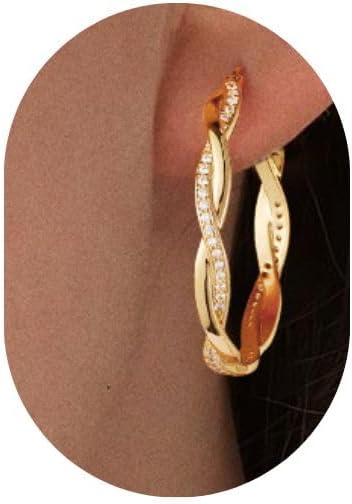 Thumbnail 6 de Macachii 925 Sterling Silver Twisted Hoop Earrings with Zirconia