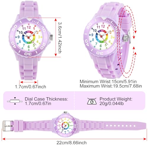 Detalle de GUUMUXIN montre éducative analogique pour enfants, cadran multicolore, 5-16 ans