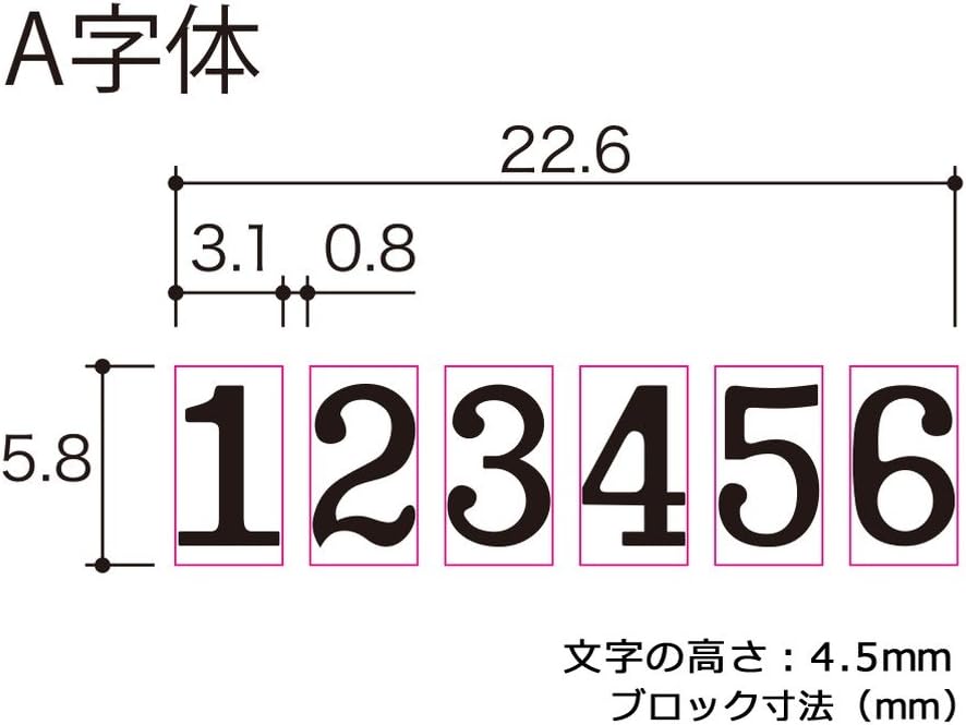 Thumbnail 1 de PLUS ナンバーリング A型(A字体) 30-481 IJ-067A(A) 6桁・黒インク付属