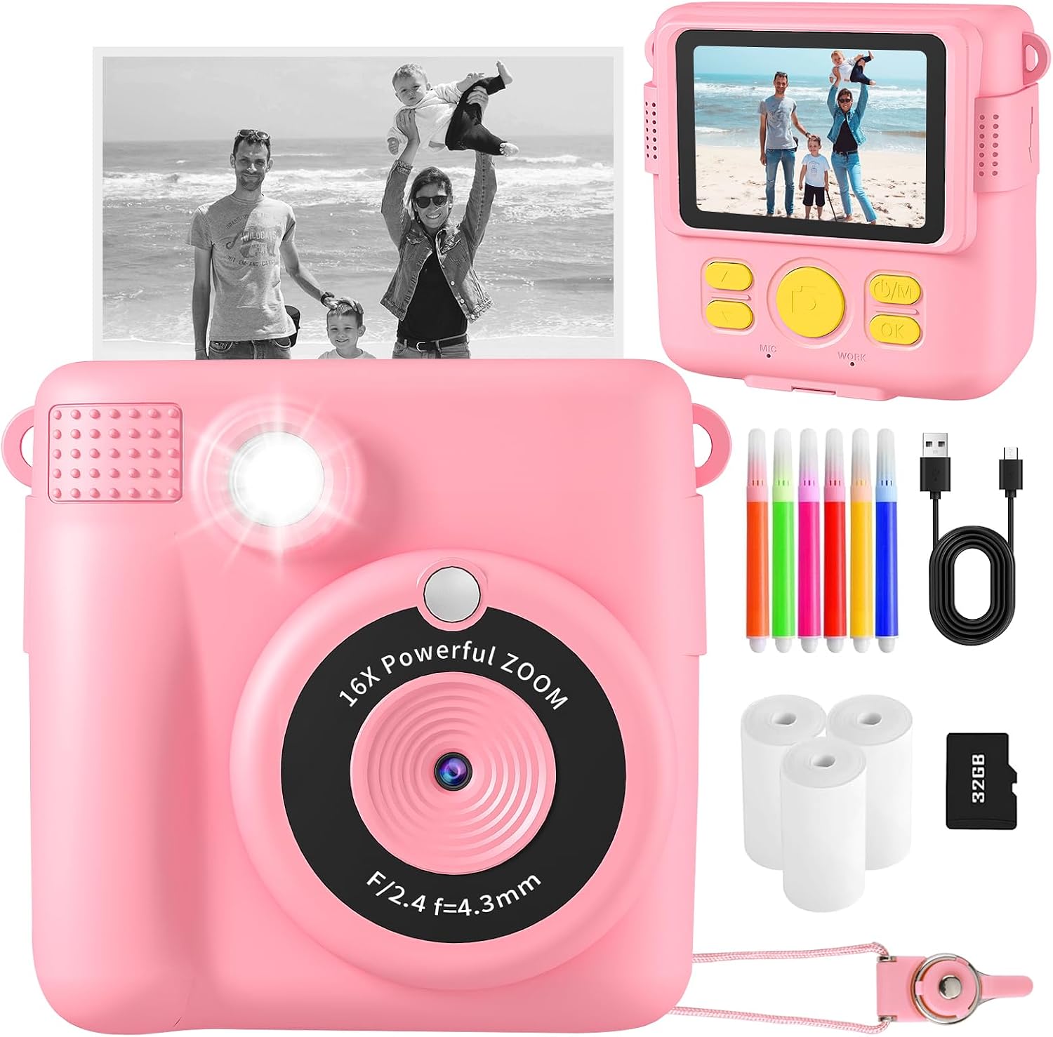 Detalle de Kids Instant Print Camera 1080P with 32GB card