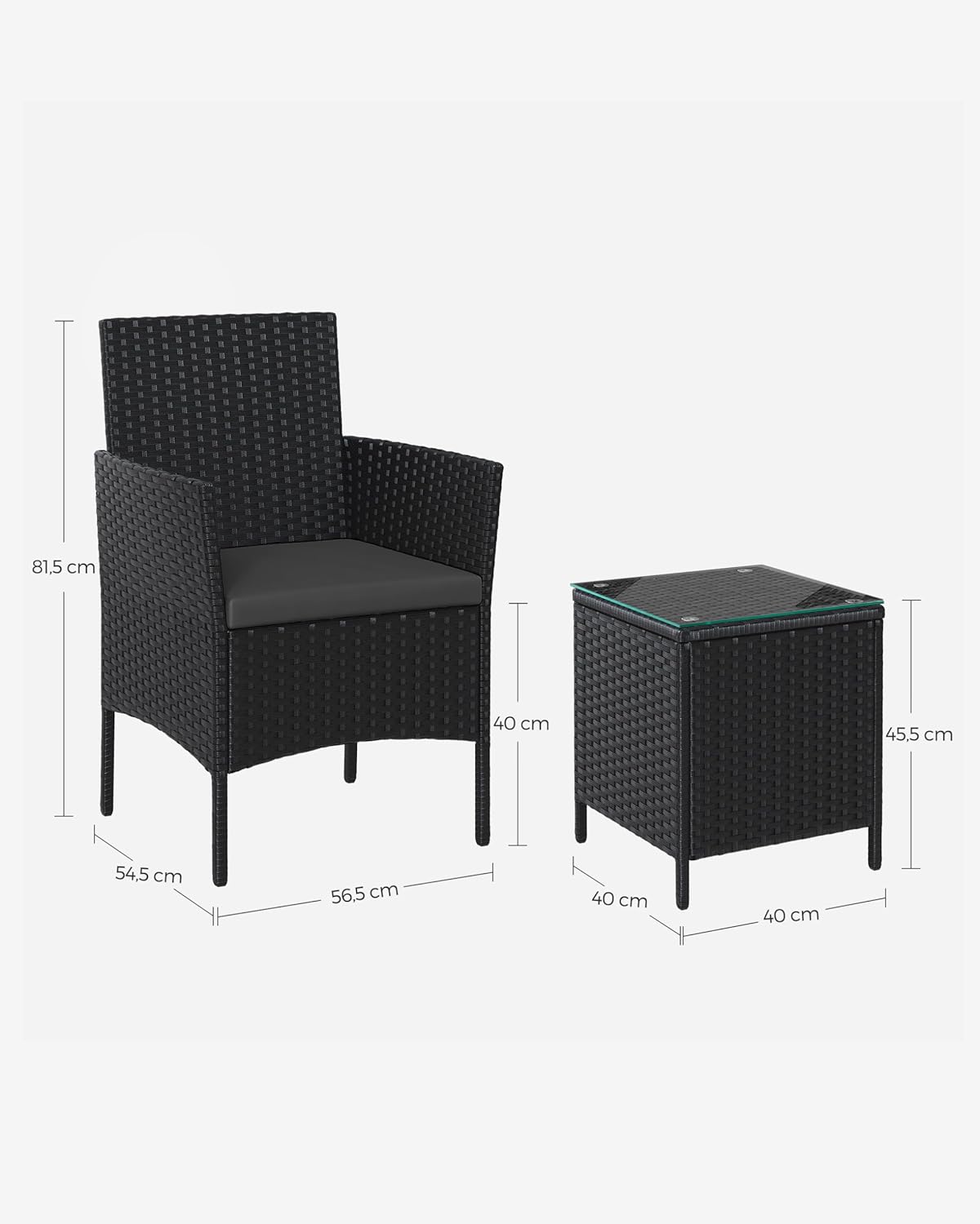 Detalle de Salon de jardin SONGMICS 2 places en résine tressée PE (GGF003BZ03) avec table et 2 fauteuils