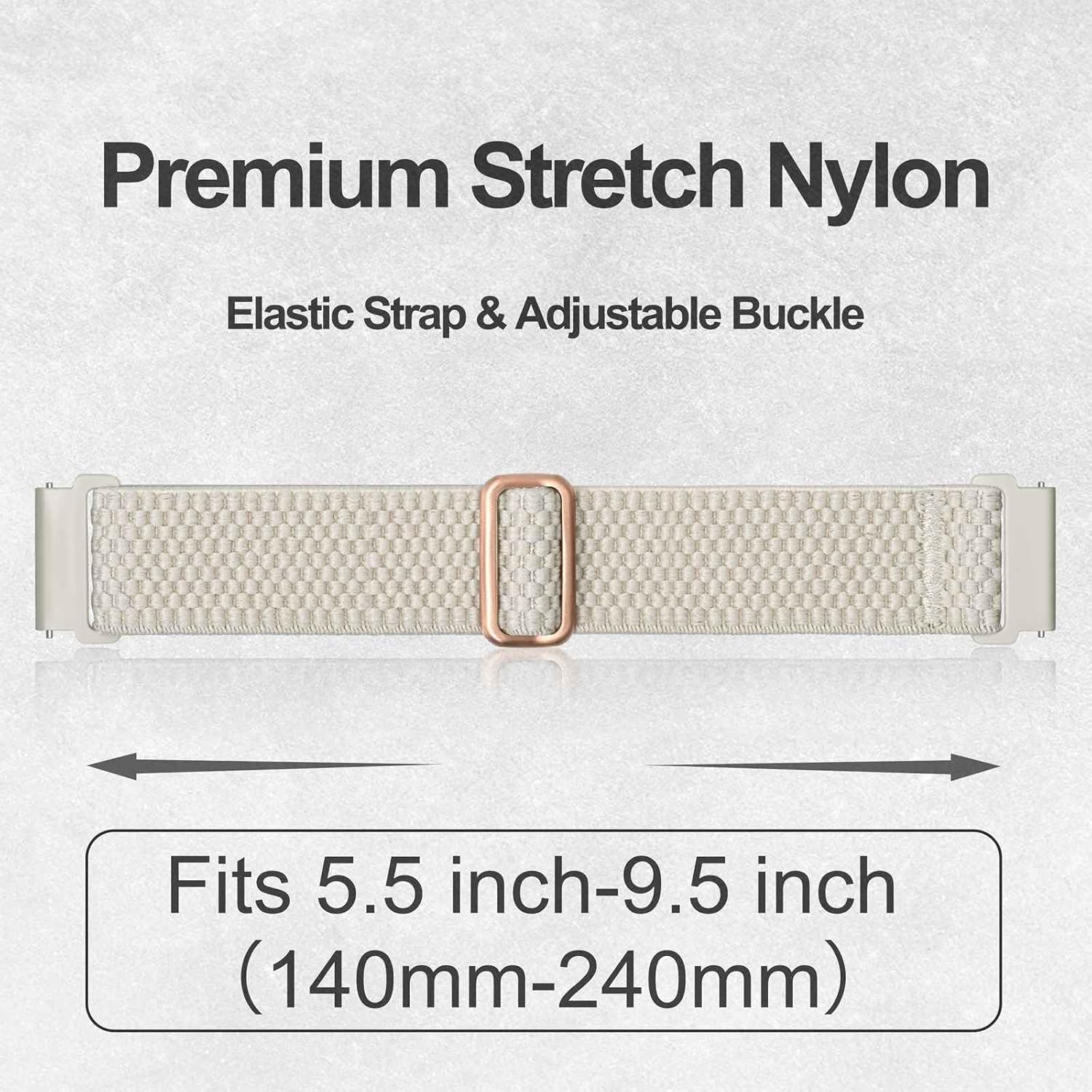 Detalle de ANNEFIT Elastische Nylon-Uhrenarmbänder 16–24 mm – Schnellverschluss, verstellbar