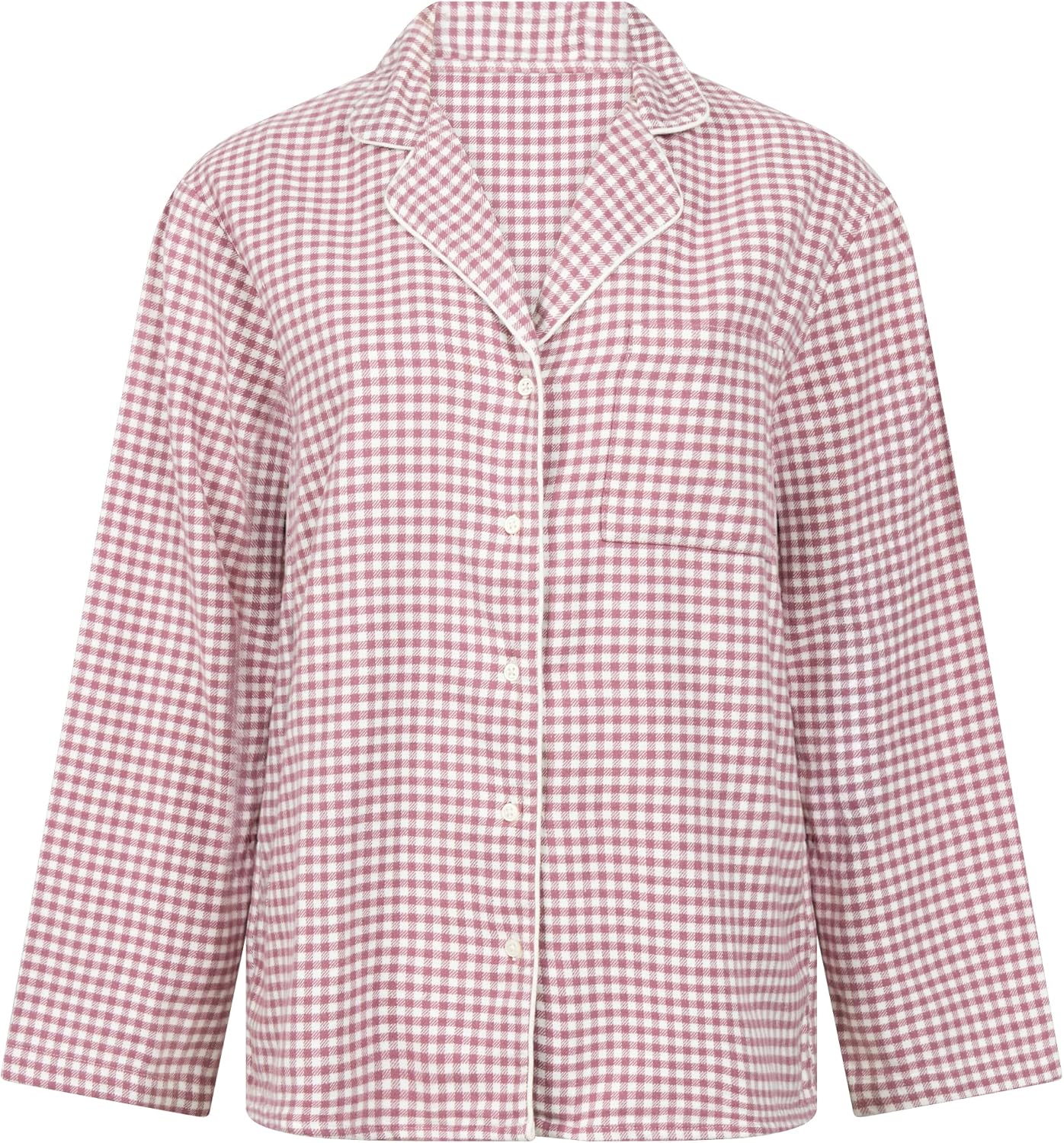 Detalle de Hunkemöller Pyjamatop Flanel Essentials – gemütlich warmes Flanel-Top mit klassischer Knopfleiste