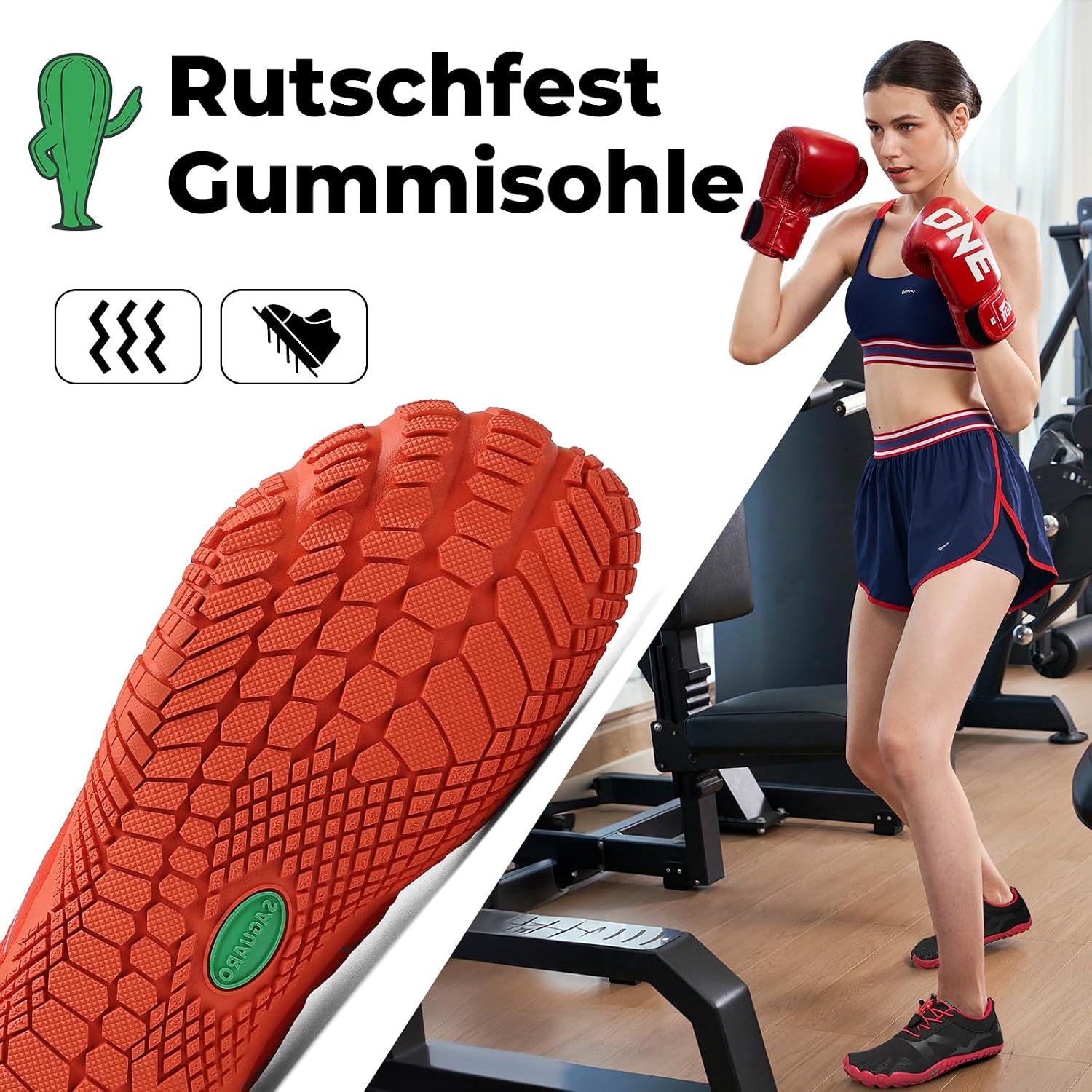 Detalle de SAGUARO Unisex Barfußschuhe Outdoor – Zero-Drop Zehenschuhe für Trail und Alltag, Gr. 36–48
