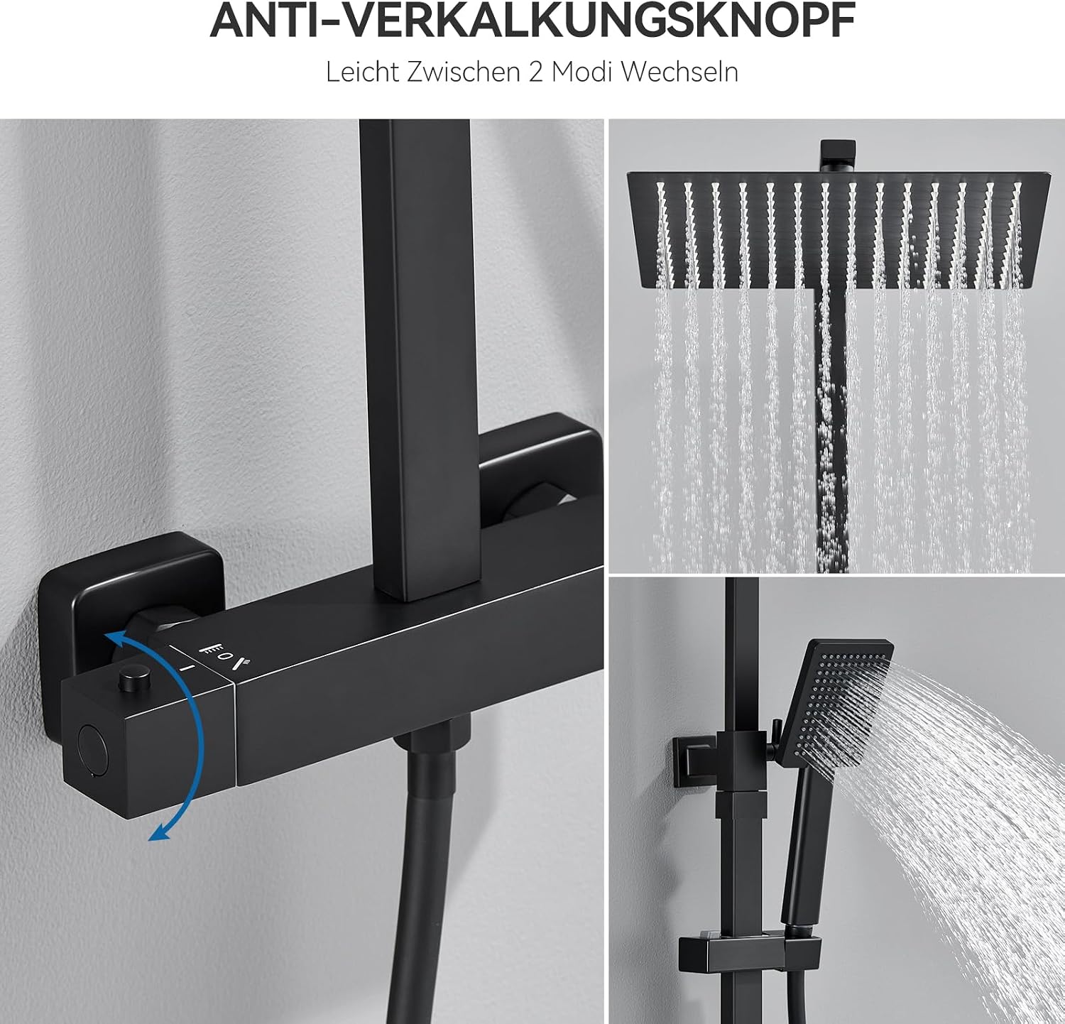 Thumbnail 3 de Auralum Auralum Duscharmatur Schwarz Thermostatset