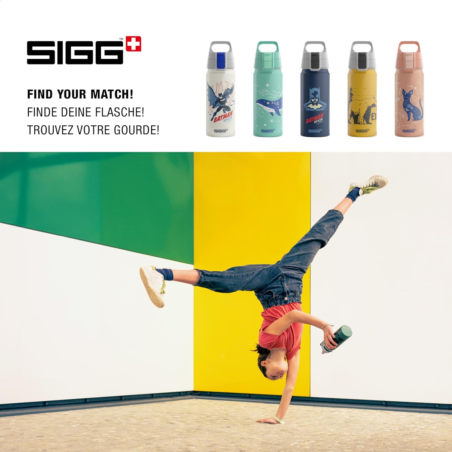 Detalle de Sigg WMB ONE Brave Lion – Alu Trinkflasche Kinder 0,6 L, Moosgrün, auslaufsicher, BPA-frei, klimaneutral