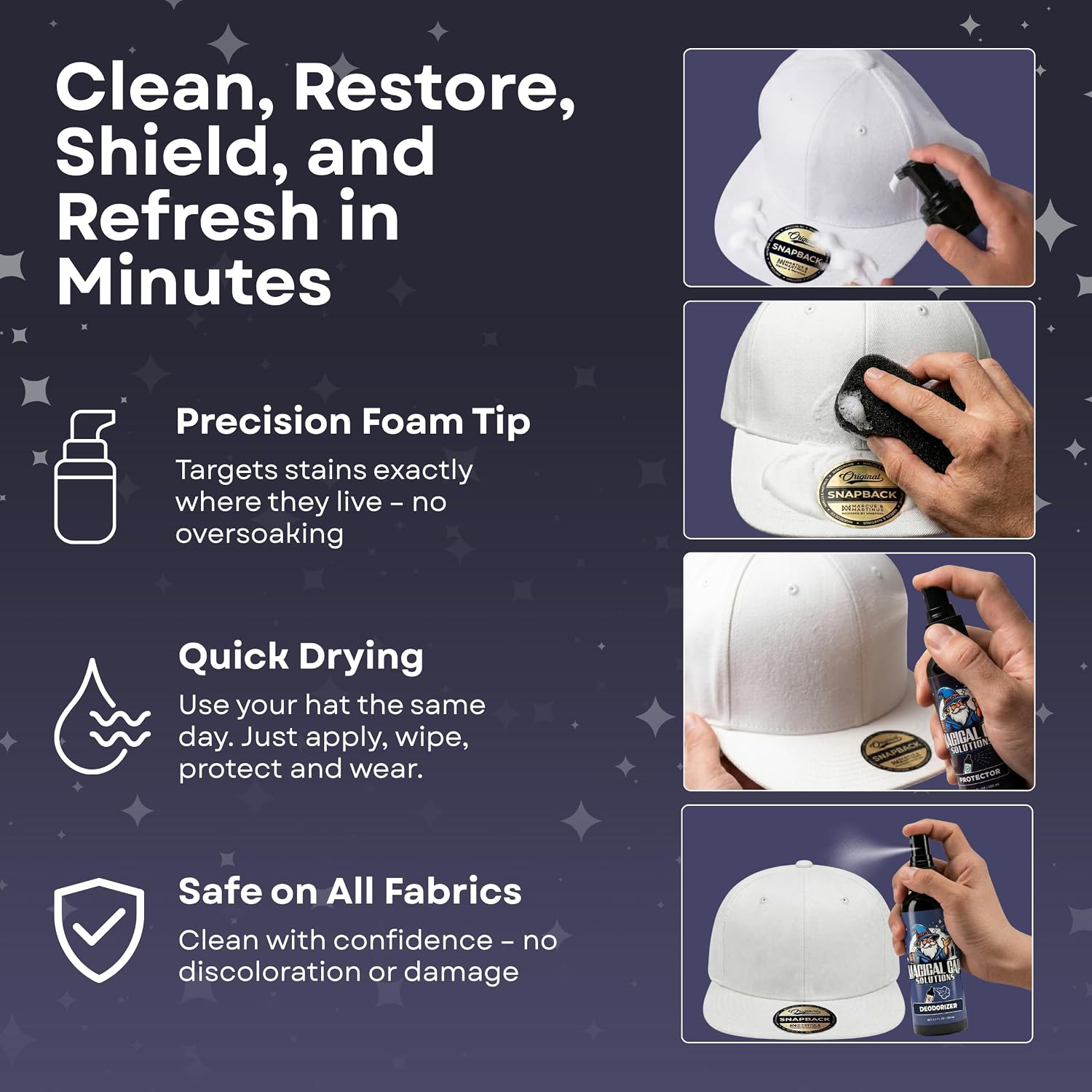Detalle de MAGICAL CAP SOLUTIONS Hat Cleaning Kit, 4-Step