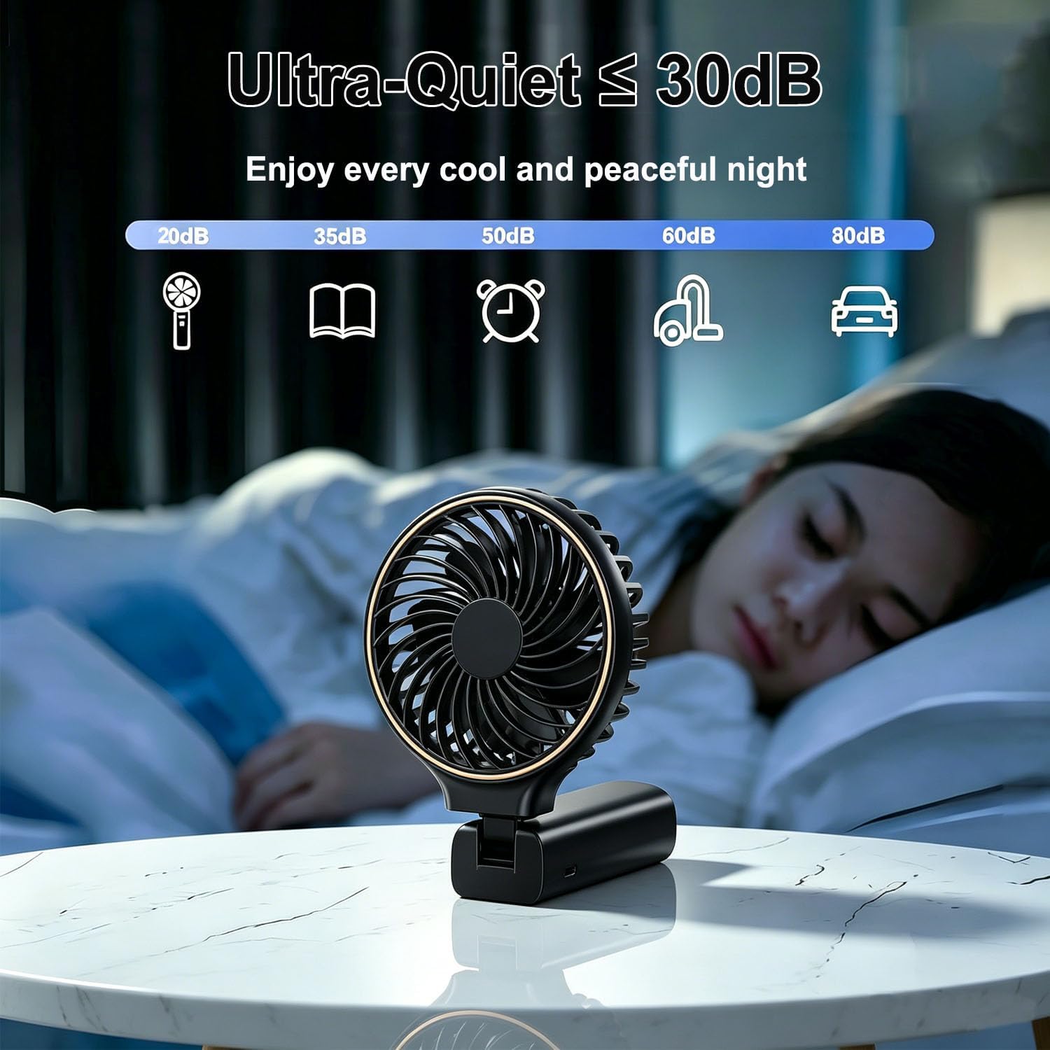 Detalle 2 de FGHB Hand Held Fan: Compact USB Rechargeable Personal Fan with LED Display