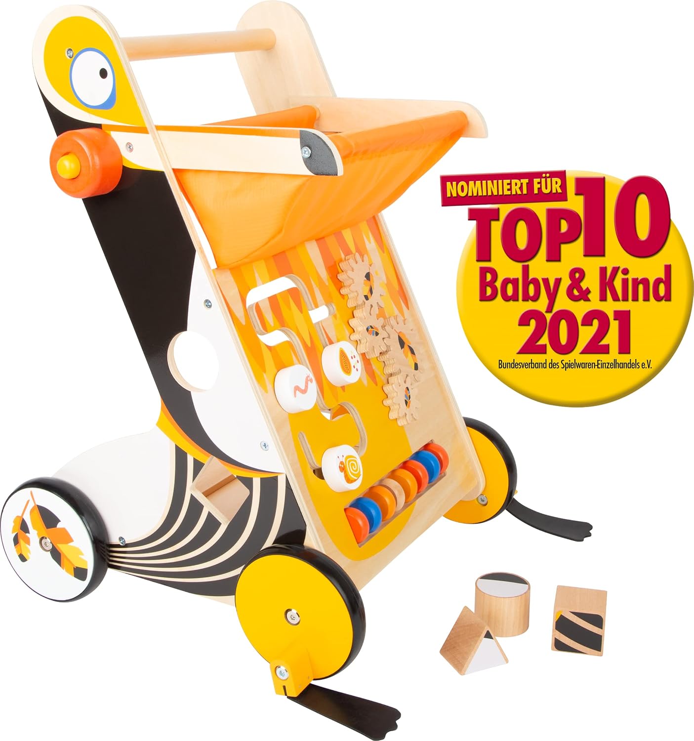 Thumbnail 1 de small foot Lauflernwagen Tukan aus Holz mit Bremssystem – stabil, vielseitig und fördert die Motorik ab 12 Monaten