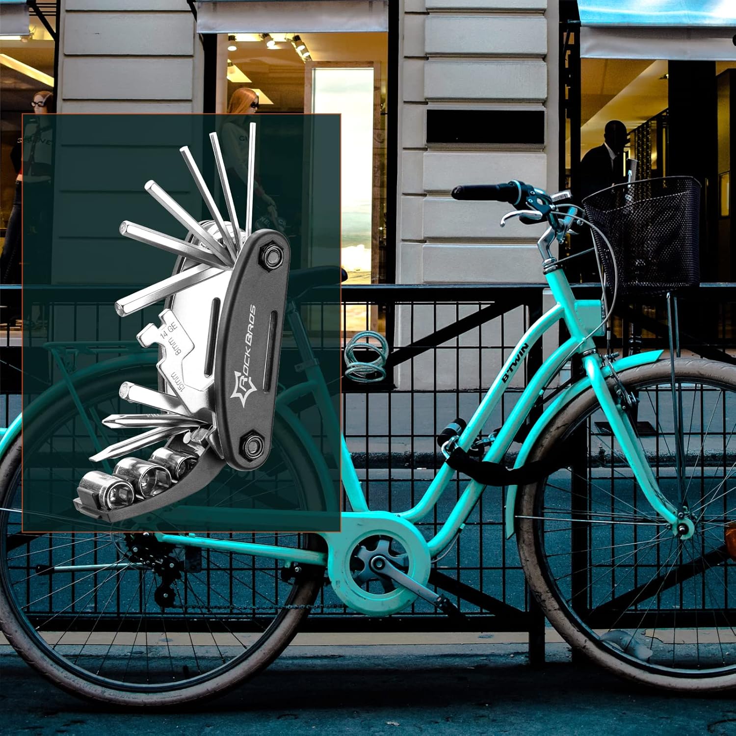 Thumbnail 6 de ROCKBROS Kit di riparazione 16 in 1 per bici, multiutensile pieghevole in acciaio