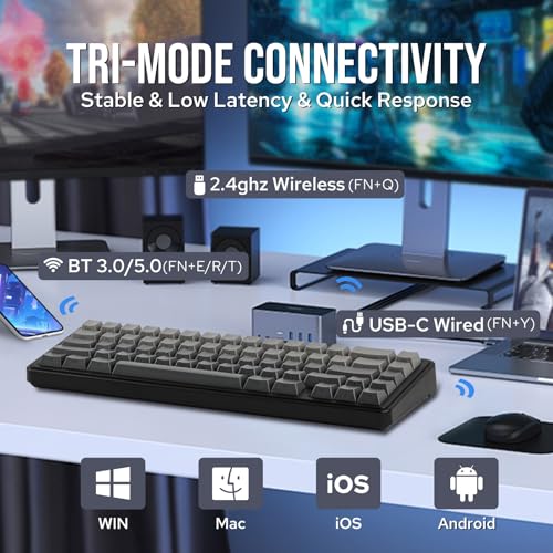 Detalle de EPOMAKER x Aula F65: Teclado gaming mecánico inalámbrico 65% compacto