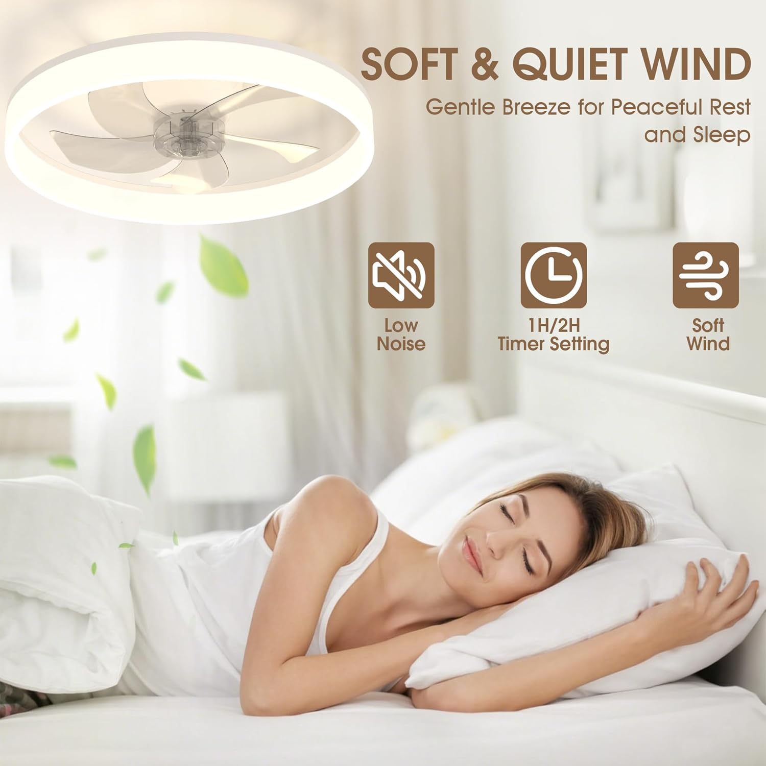 Thumbnail 3 de NIORSUN 50cm Smart LED Ceiling Fan with Lights and Remote (6 speeds, dimmable 3000K–6500K)